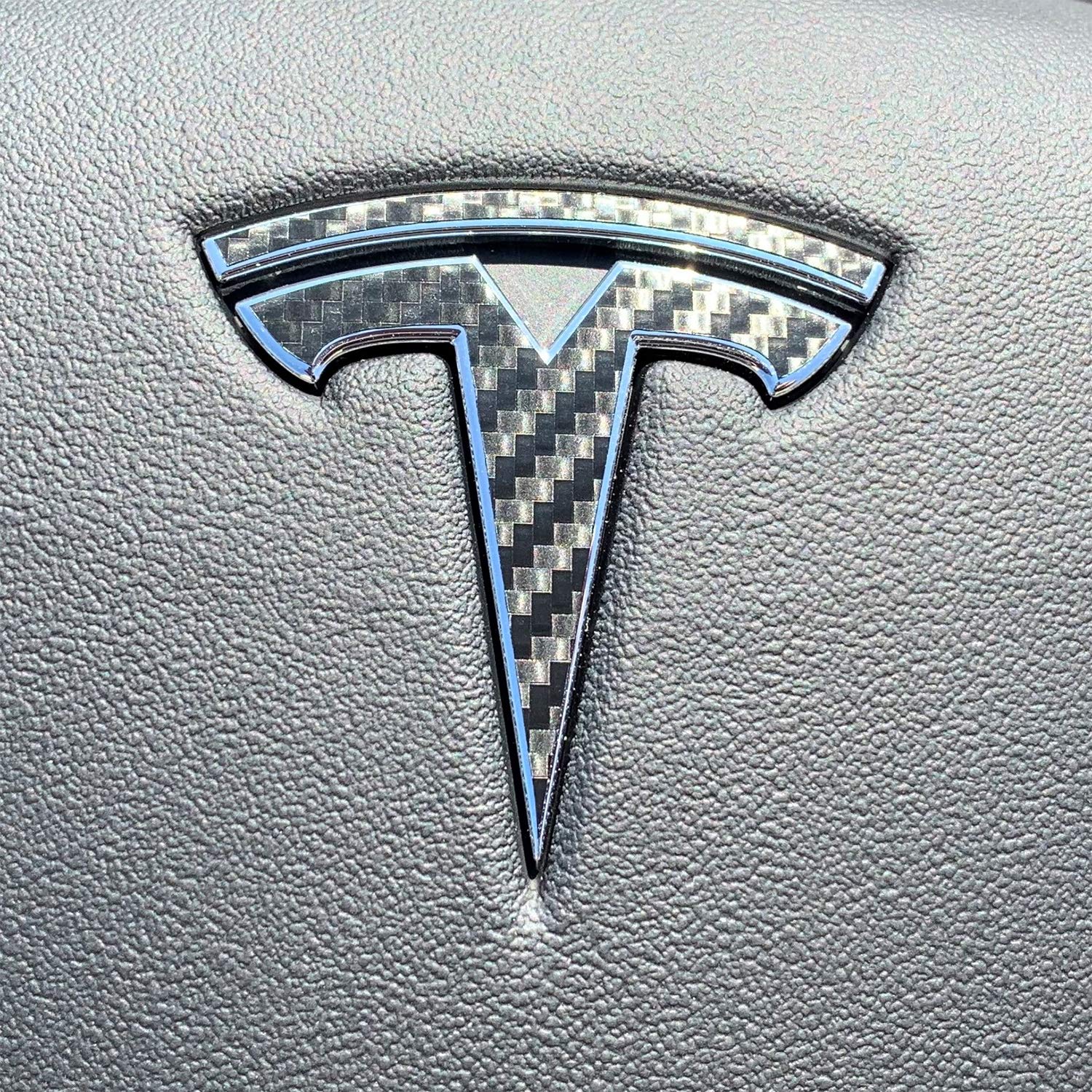 Logo Decal Wrap For Tesla Model X, 14-Pc Set (Carbon Fiber Black)