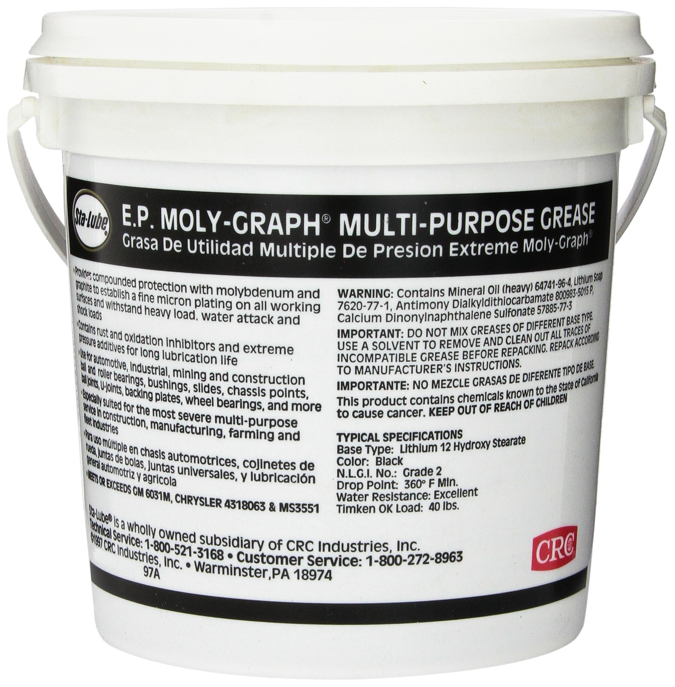 Crc Sl3146 Moly-Graph Extreme Pressure Multi-Purpose Lithium Grease - 7 Lbs.