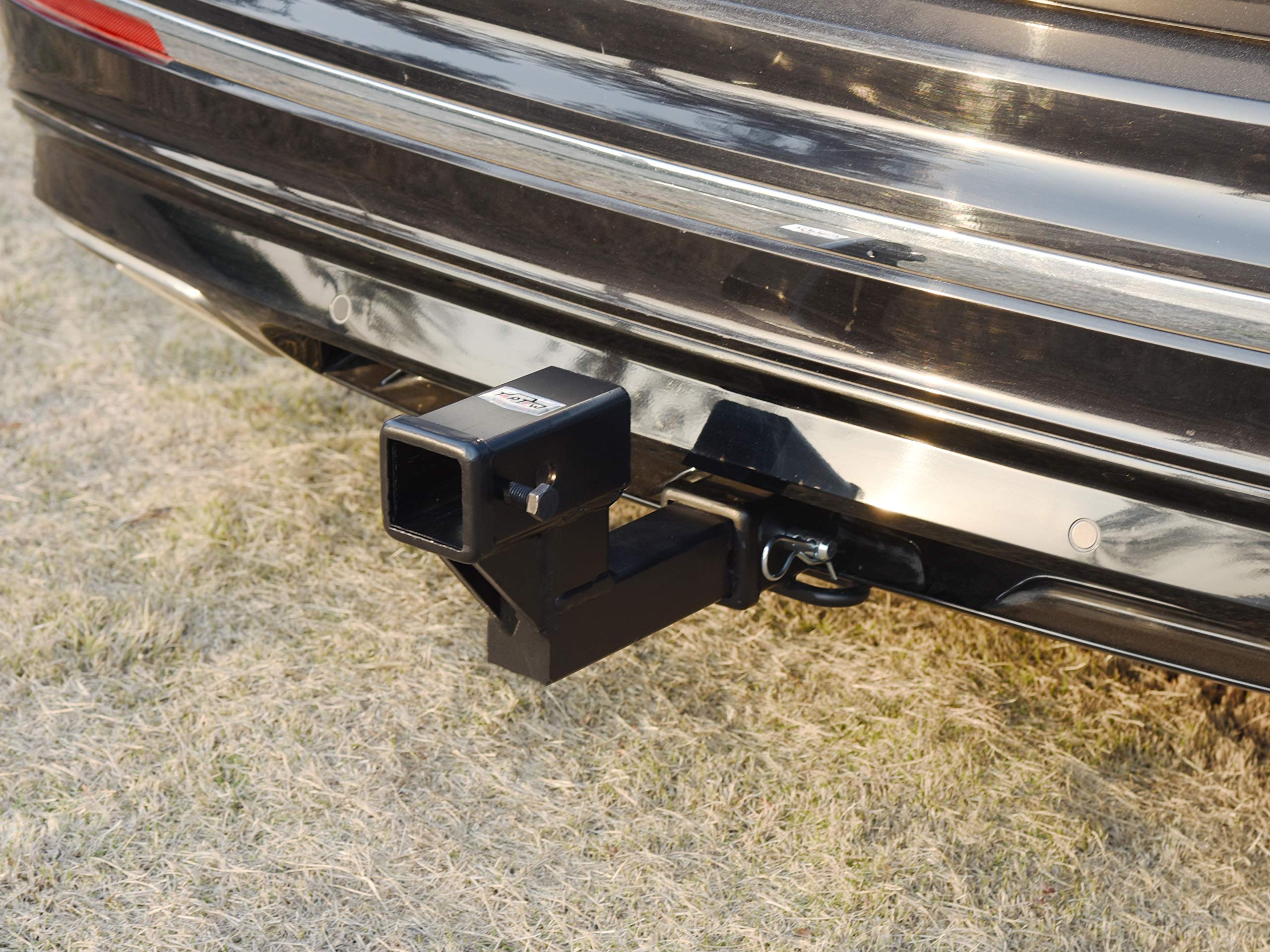 Toptow 64122 2-Inch Receiver Trailer Hitch Extension Riser With 4.25-Inch Rise/Drop, 7 & 9 Extender, 2-Inch Solid Shank, 10000Lbs Towing Capacity, Anti-Rattle Bolt