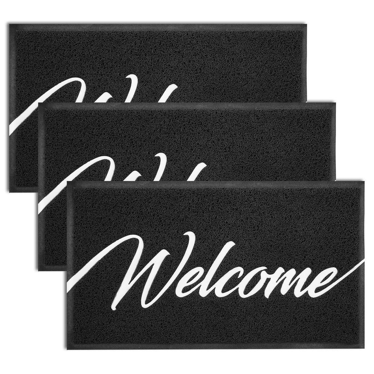 EARTHALL Door Mat 3-Pack Outside Inside Welcome Doormat 30''x17.5'' Durable Floor Mat Non Slip Rug Ultra Absorb Mud Easy Clean F