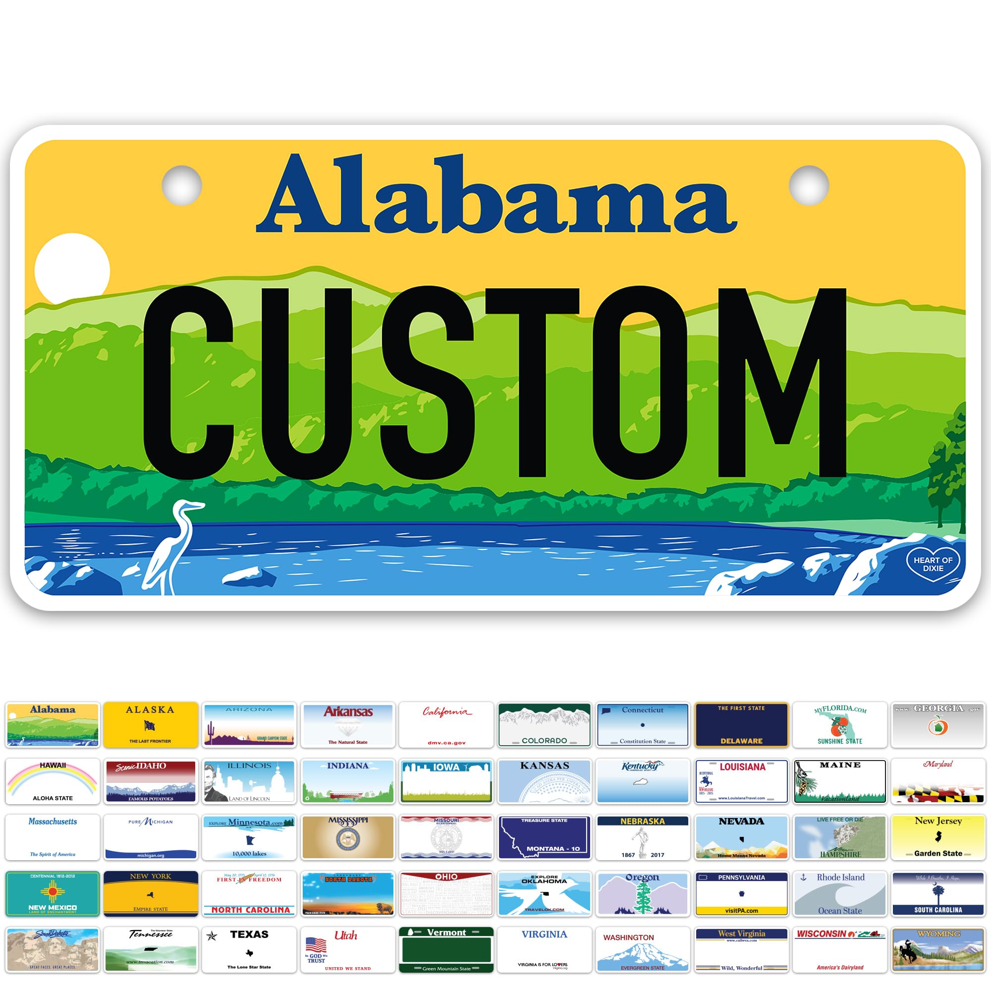 Mini License Plates, Personalized License Plates, Custom For Car, Bikes, Atv, Kids Car, Golf Cart, Jeep, 3X6 Inch, Rust-Free Fade Resistant Aluminum, Usa Made By My Sign Center (Alabama)