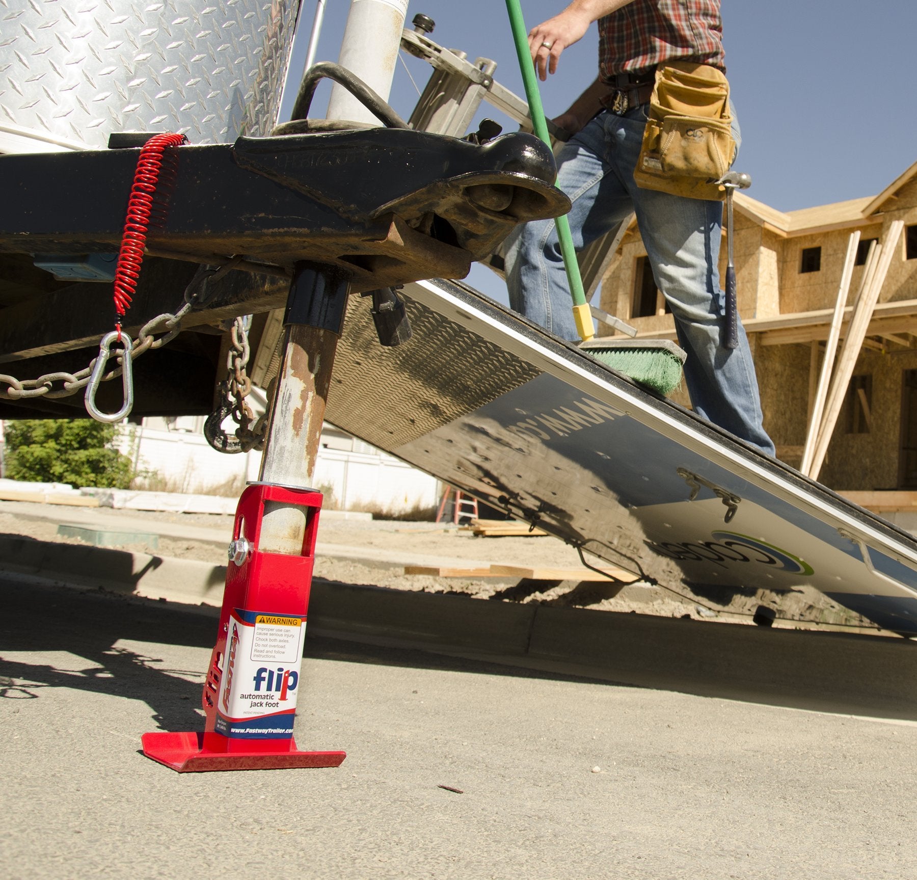 Fastway Flip 88-00-6500 Trailer Tongue Automatic Fold-Up Jack Foot Plate For 2 1/4'' Jacks-6'' Extension (2-Inch Inner Jack Tube