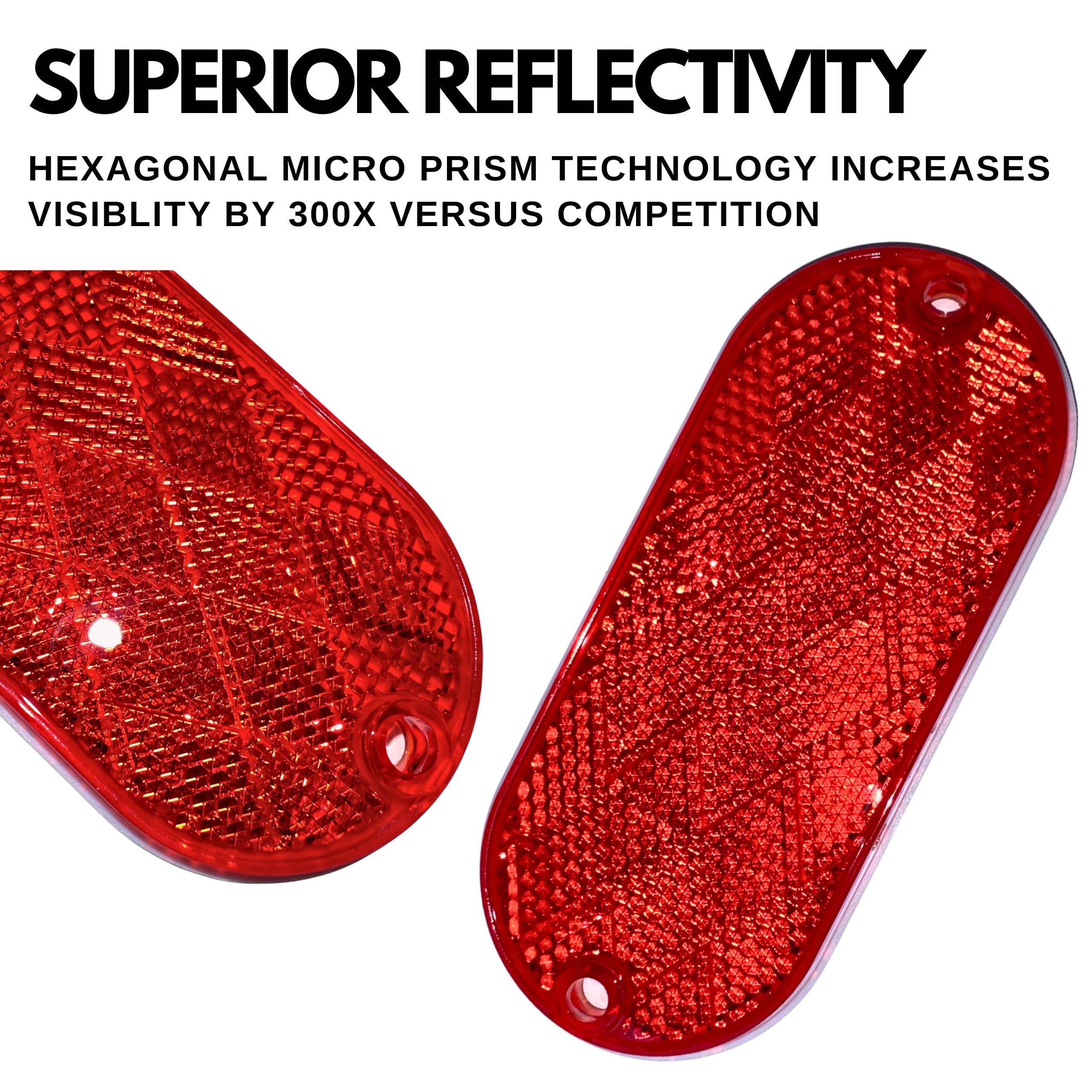 [All Star Truck Parts] Oval Reflectors Red/Amber Self Adhesive Or Drill Mount Quick Mount Sae 13 Dot (Red, 2)