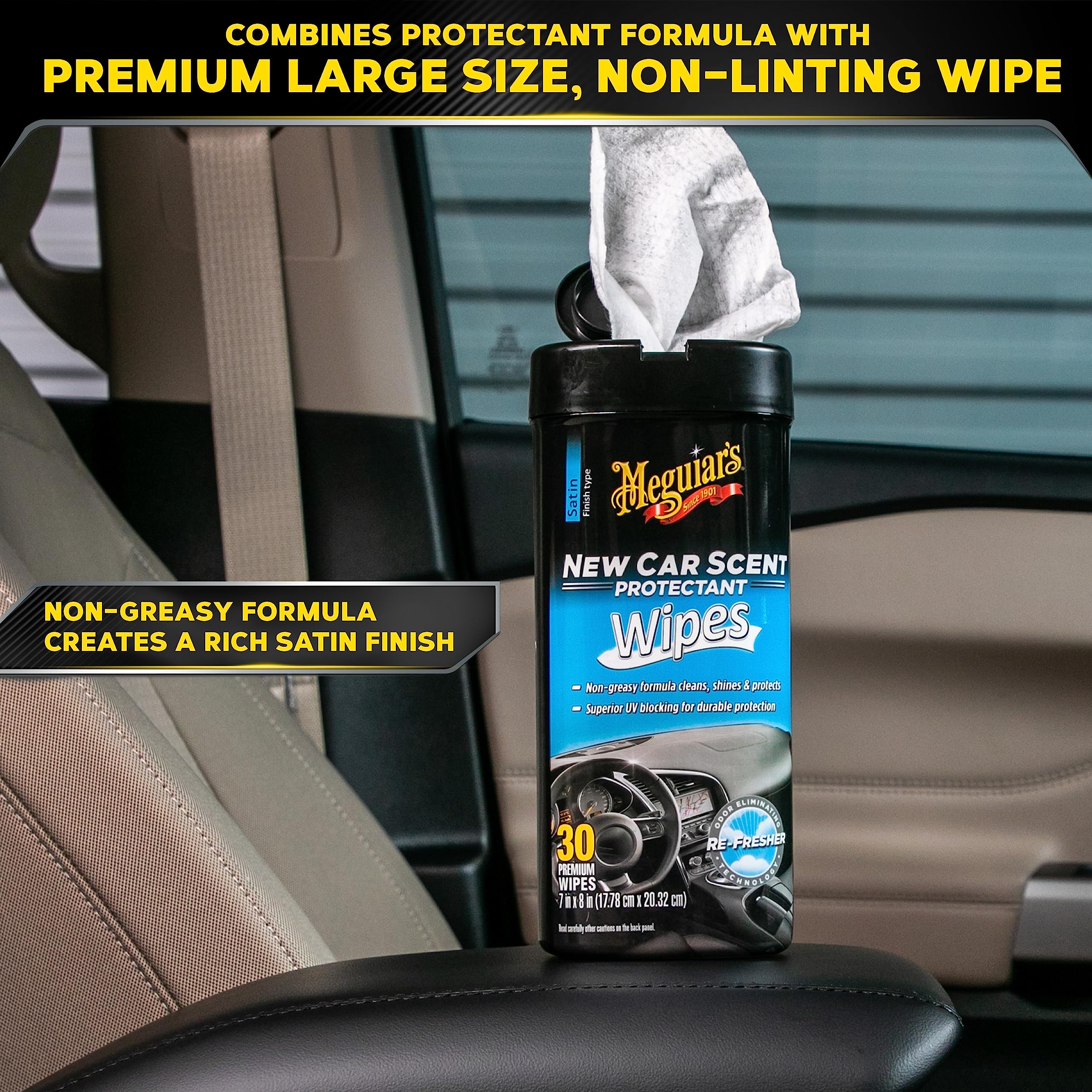Meguiar'S New Car Scent Protectant Wipes - Easy To Use Car Wipes That Protect And Freshen Your Car'S Interior - Ideal For Car De