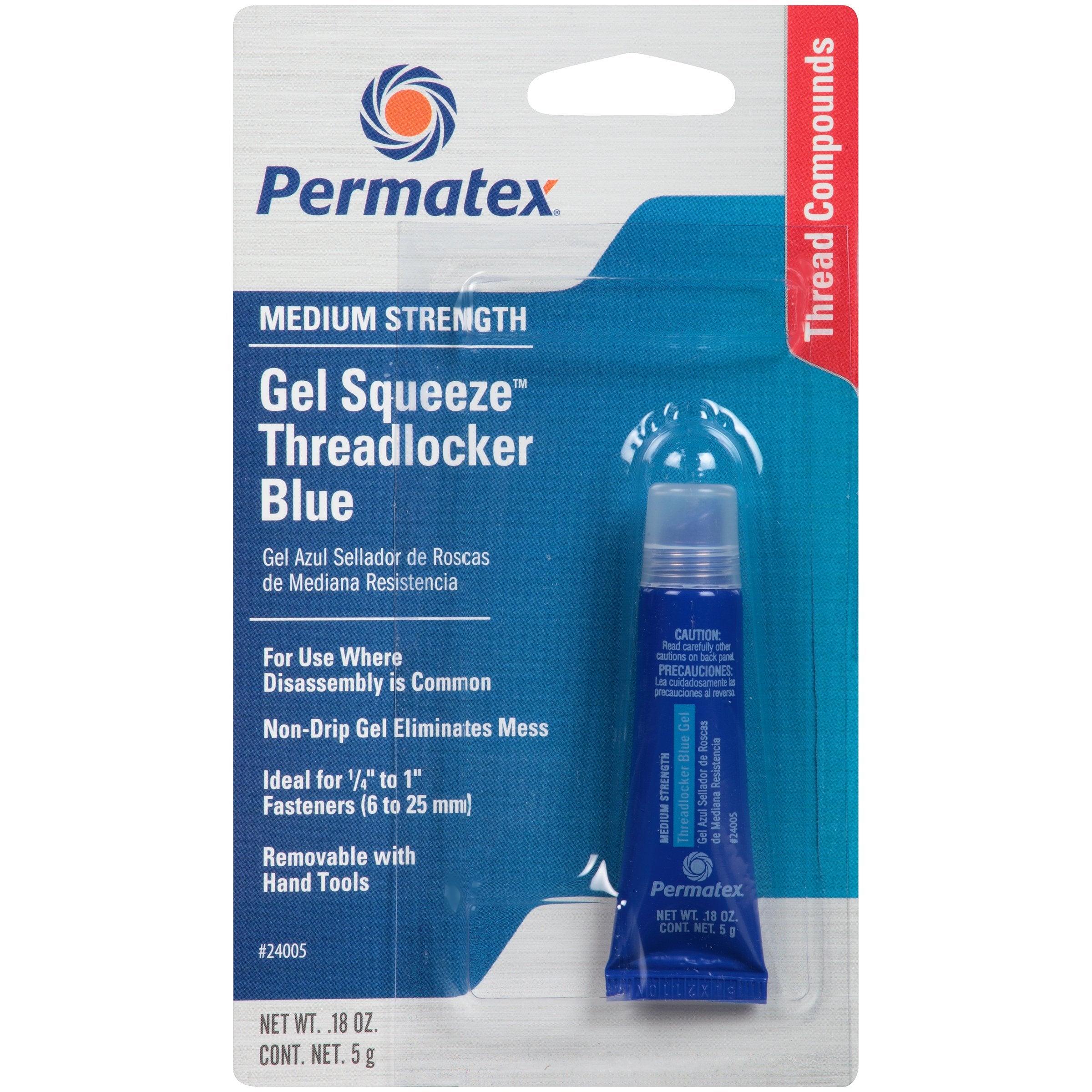 Permatex 24005-6Pk Threadlocker Blue Gel Medium Strength,Thread Lock & Screw Glue For Bolts Nuts & Fasteners To Prevent Loosenin