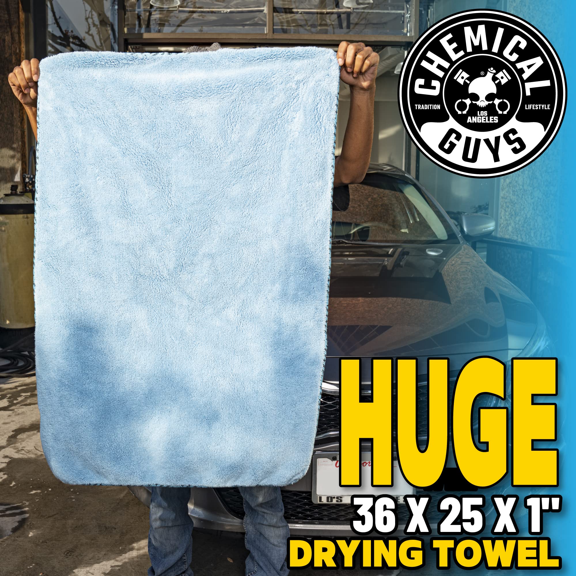 Chemical Guys Woolly Mammoth Large, Super Absorbent And Soft Microfiber Towels For Cars, Blue (36 X 25 Inches)