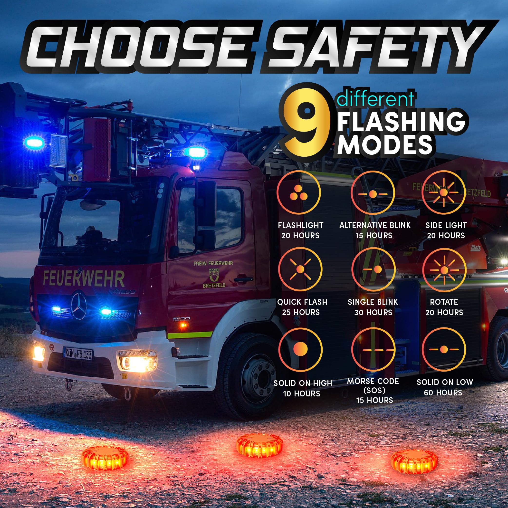 Marcala Led Road Flare 1-Pack  Dot Compliant Led Road Flares Car Emergency Kit  Emergency Flares Kit W/Batteries Installed  Road
