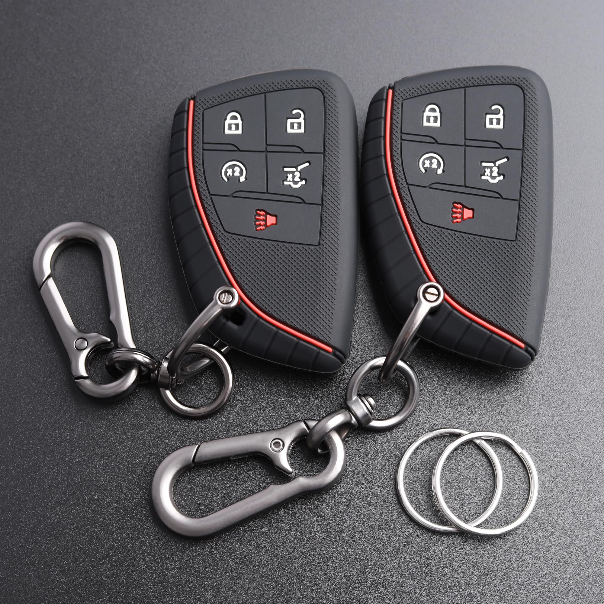 Tandrive Key Fob Cover For 2025 2024 Chevy Equinox Traverse Gmc Acadia And 2025-2021 Buick Envision, 5 Button, Silicone, 2-Pack,