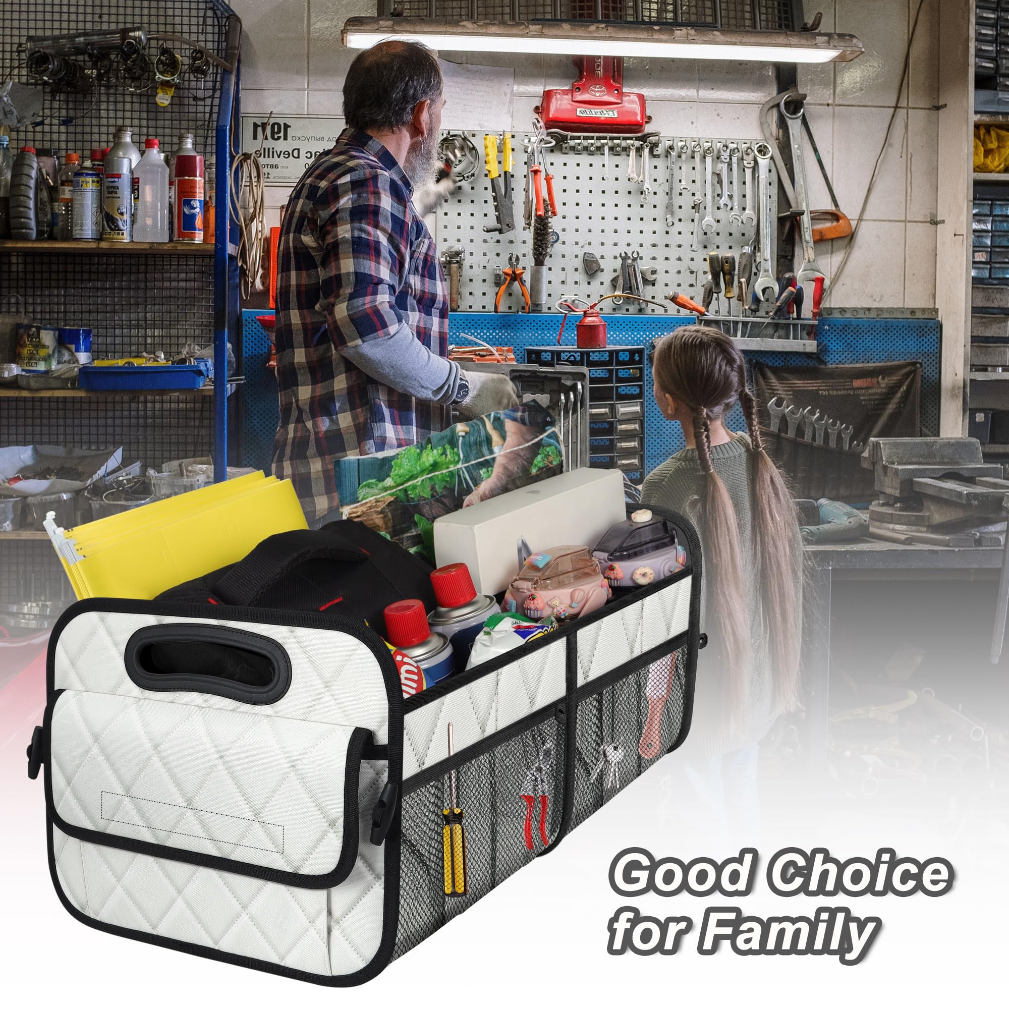 Deosk Trunk Organizer With 6 Pockets - Car Storage Accessory For Suvs, Minivans, And Trucks - 50L Waterproof Polyester (Medium,