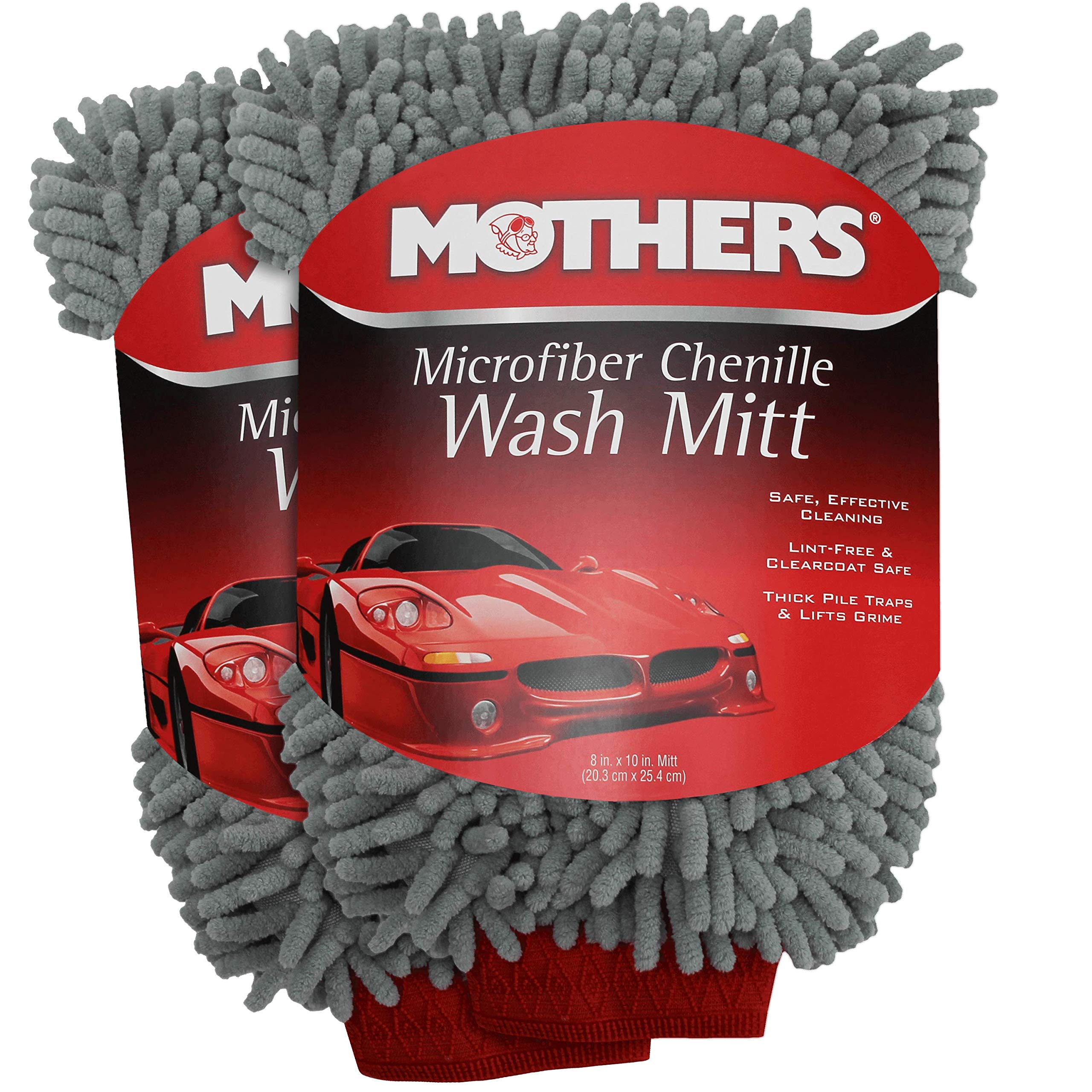 Mothers Premium Chenille Car Wash Mitt, Scratch And Lint Free, 2 Pack