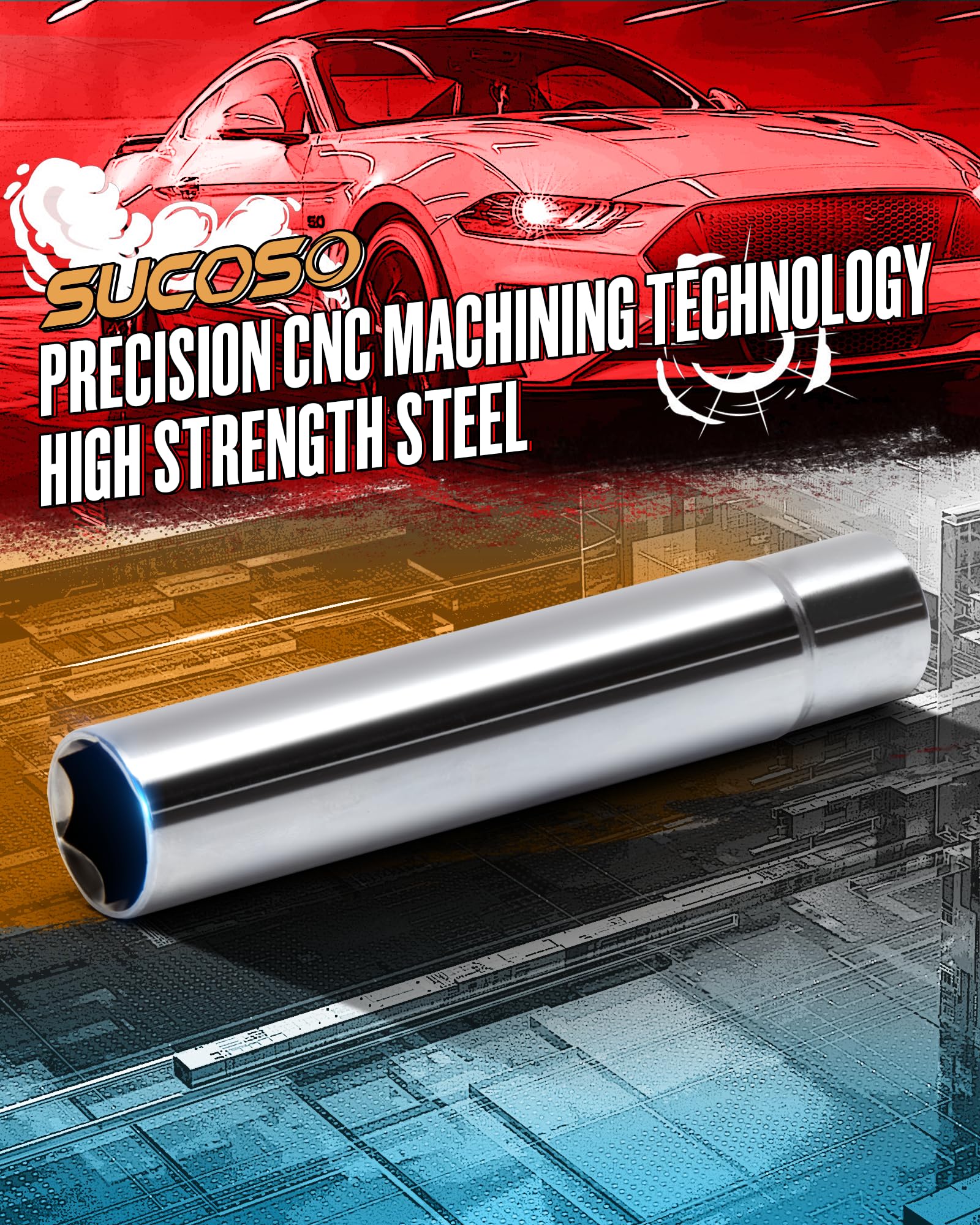 Spike Lug Nuts Socket Key, Stripped Lug Nut Remover, 19Mm Hex Universal Drive Spike Lugnuts Socket Key Tool With 5'' Tall, Compa