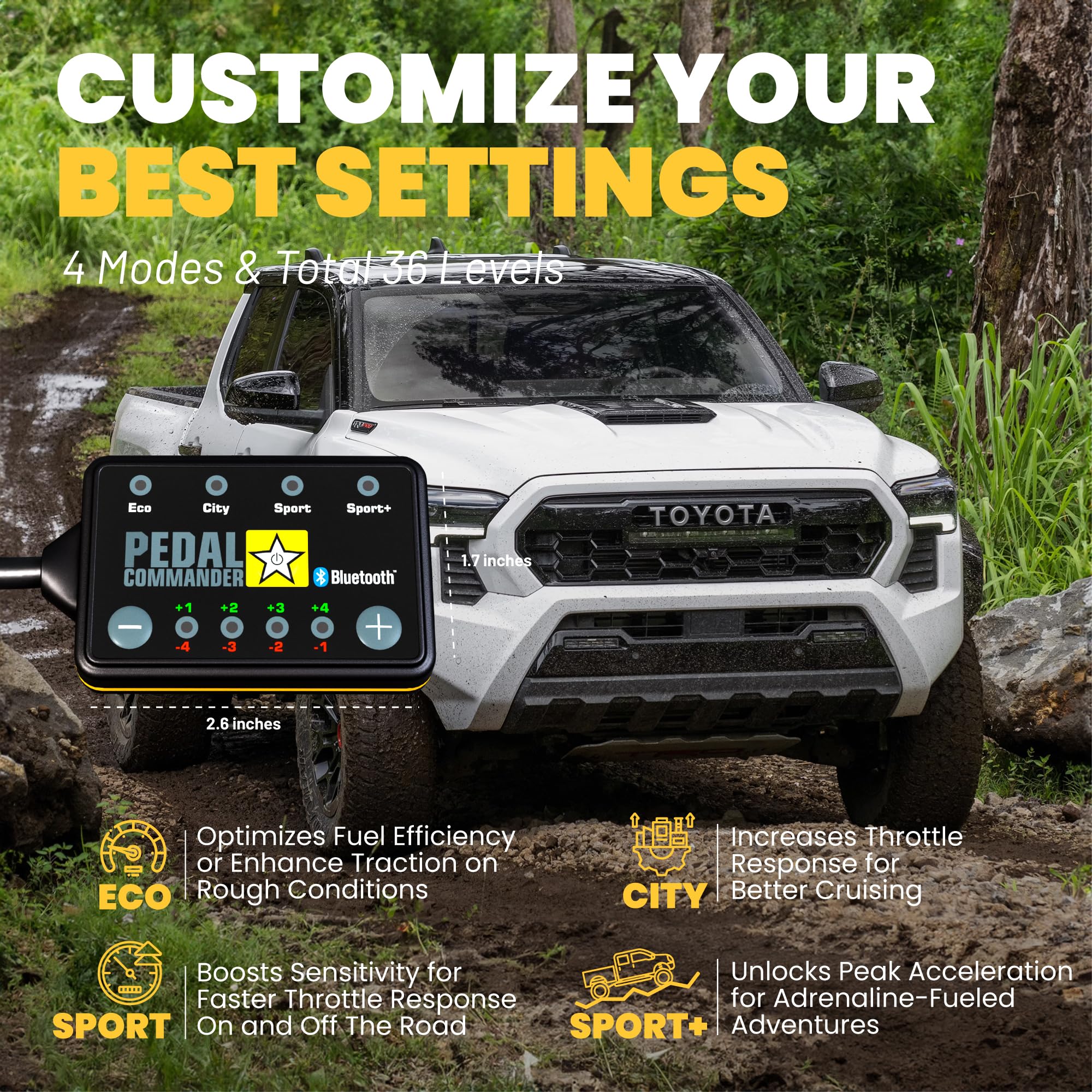 Pedal Commander For Toyota Tacoma 2024+ Throttle Response Controller Fits: 4Th Gen 2.4L, 2.4L Hybrid, Sr, Sr5, Trd Prerunner, Tr