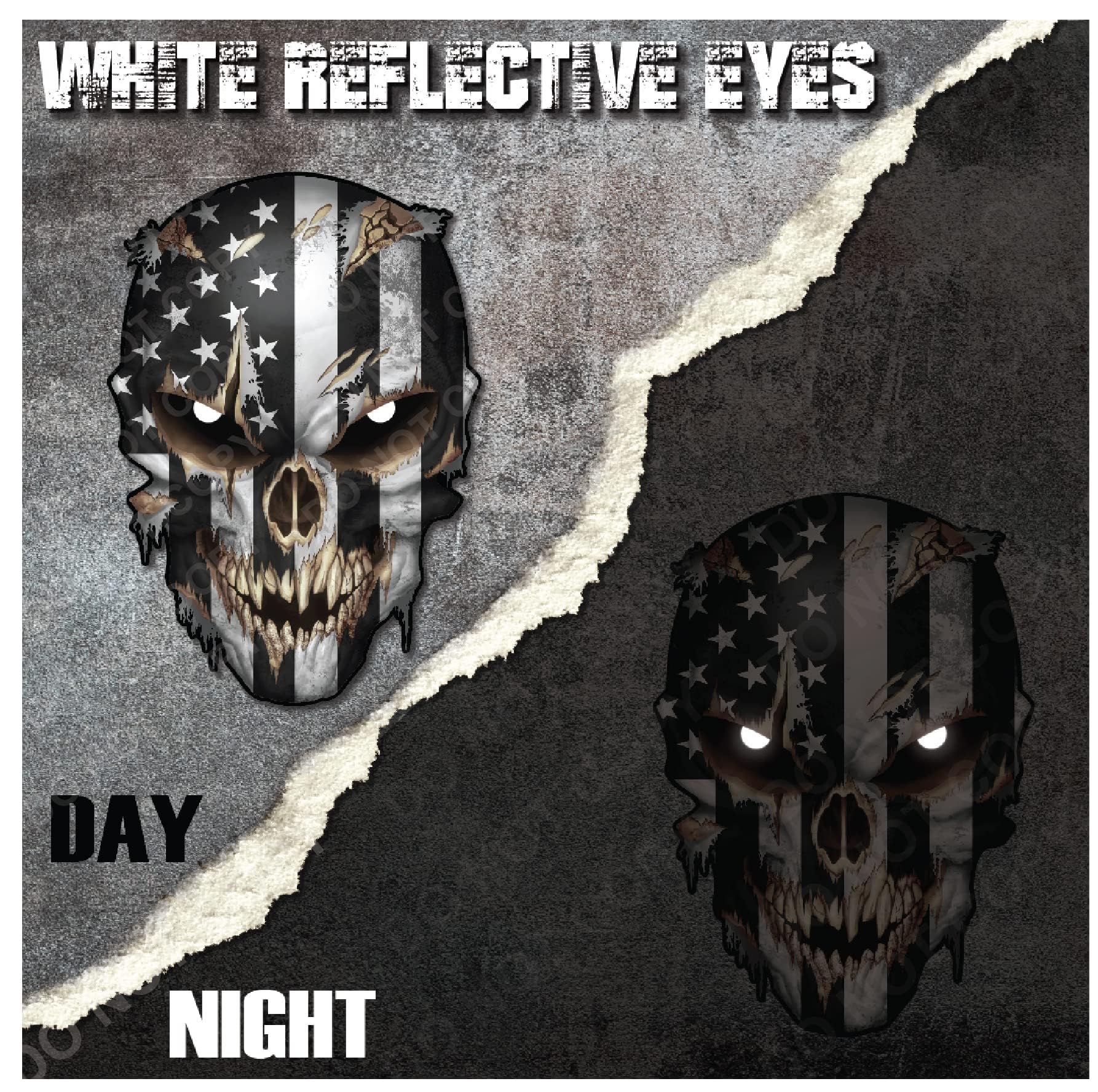 Skull With Reflective Eyes American Flag Vinyl Decal Stickers Car Truck Sniper Marines Army Navy Military Graphic
