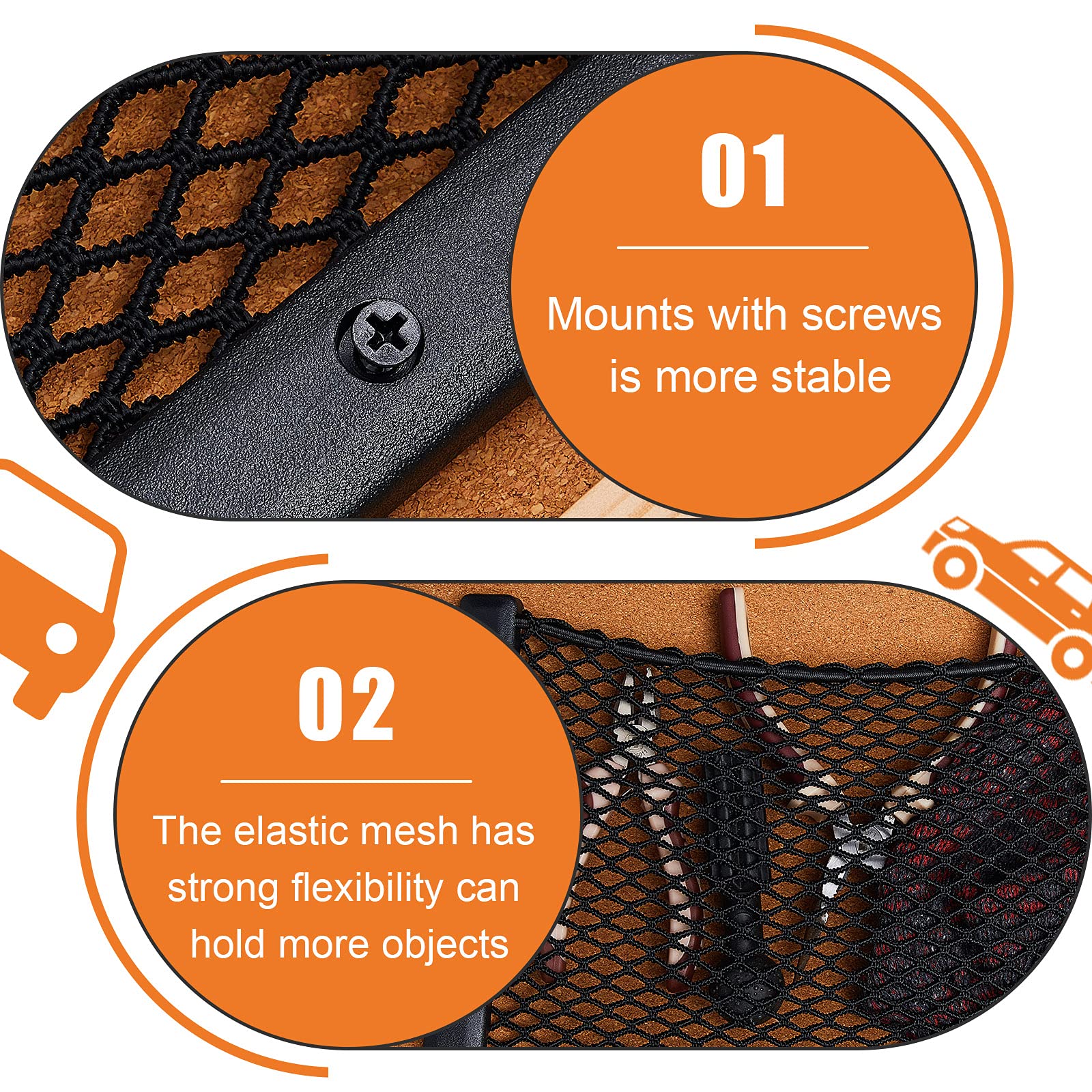 Frienda 1 Pc Abs Plastic Frame Car Storage Net Bag Phone Car Mesh Net Holder Rv Storage Boat Cargo Pocket Organizer Framed Mesh