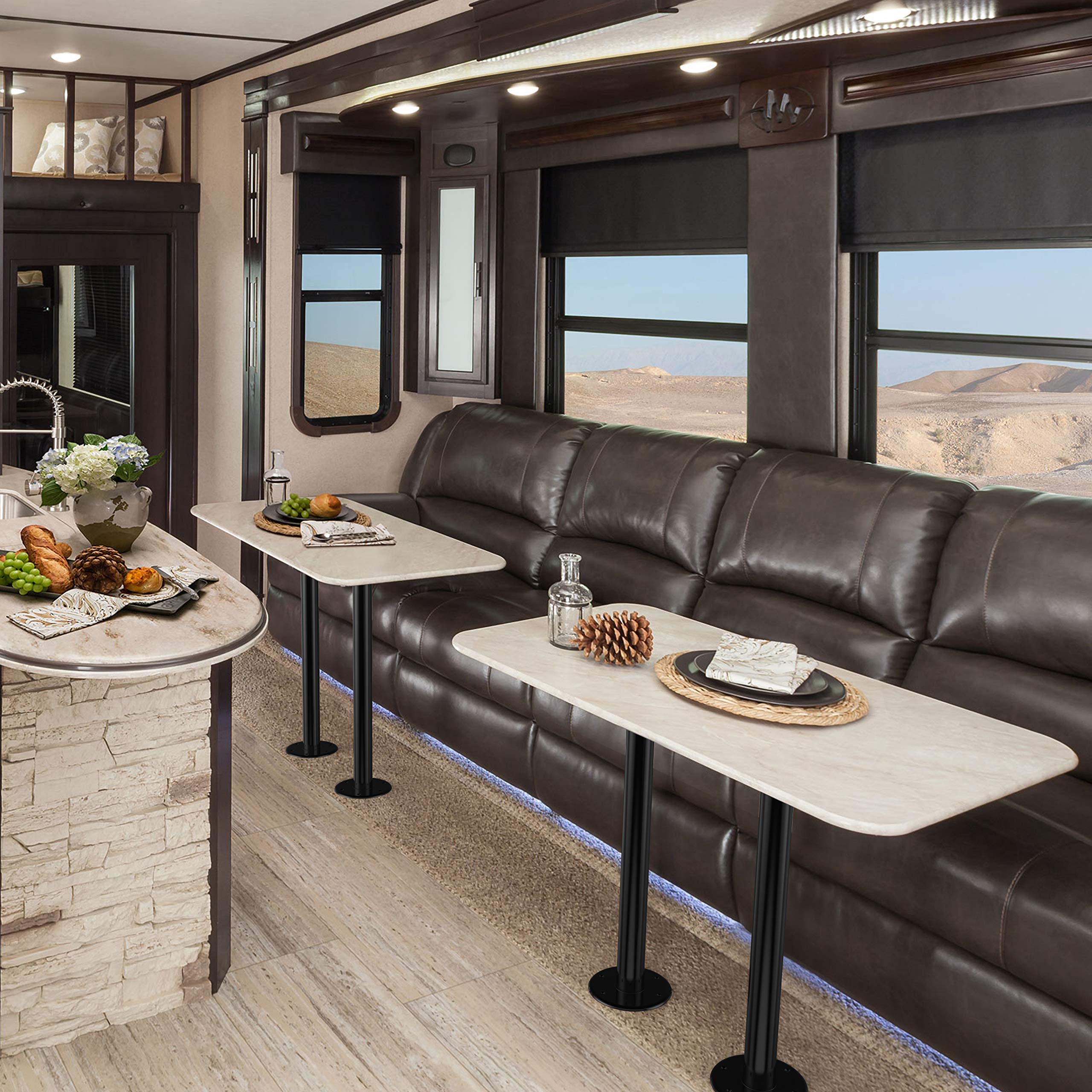 Manufacturers' Select Itc Rv Or Boat Table Leg System. 2 Complete Surfit 27" Leg Sets, Black, Recessed Mount With Aluminum Floor And Table Bases