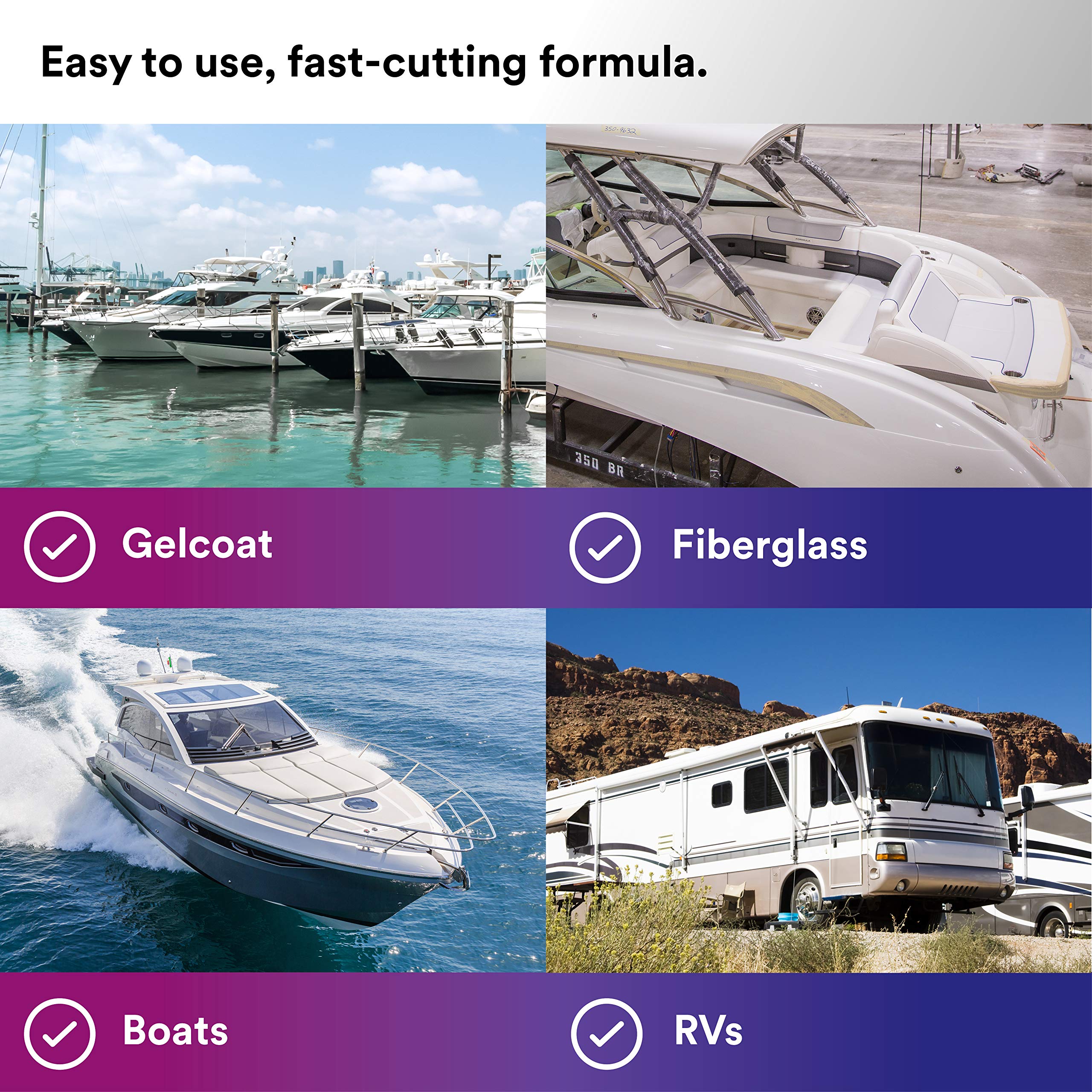 3M Perfect-It Gelcoat Heavy Cutting Compound, 36102, 1 Quart, Fiberglass Oxidation Remover For Boats And Rvs