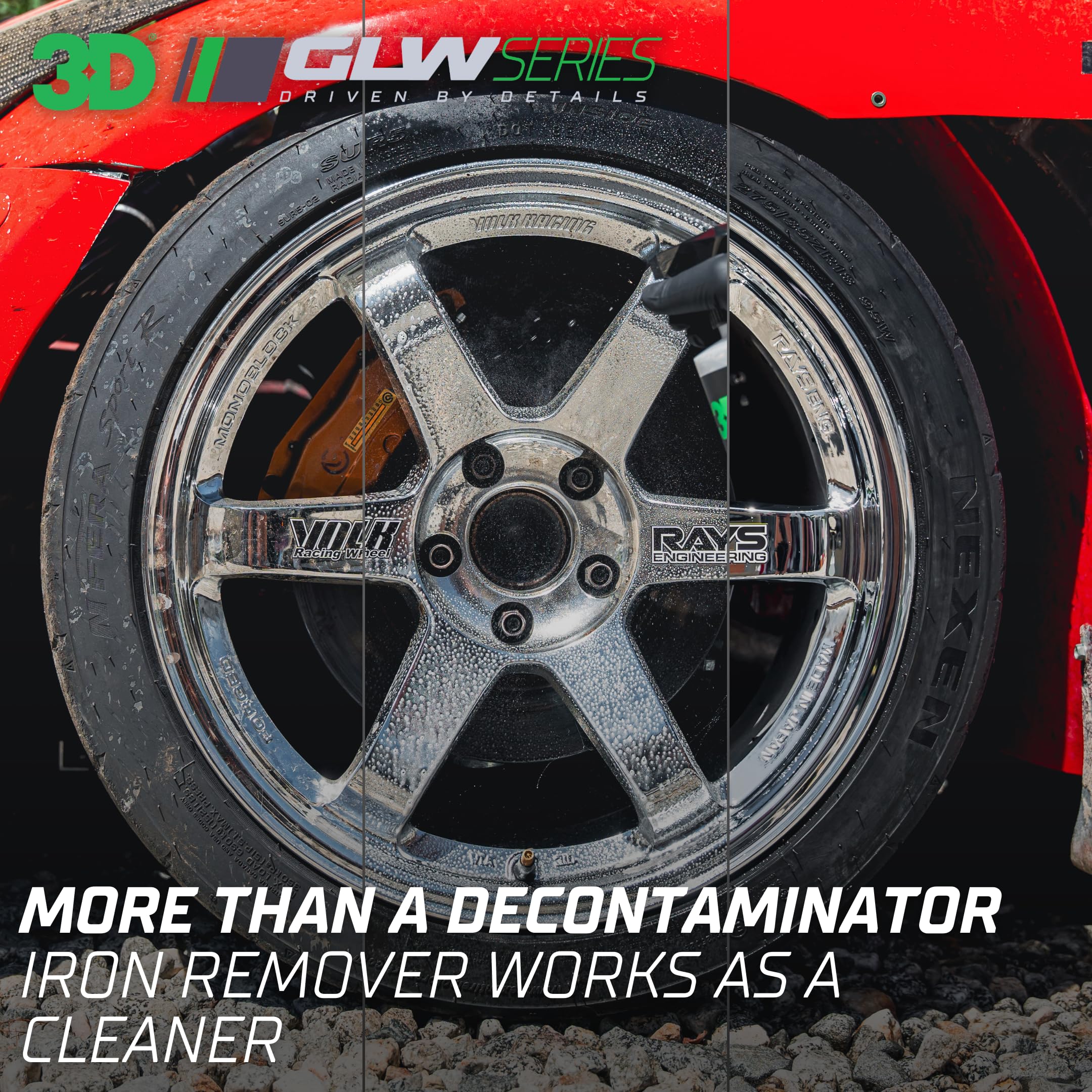 3D GLW Series Iron Remover - Fast Acting Fallout & Brake Dust Cleaner | pH Balanced Wheel & Paint Decontamination | DIY Detailin