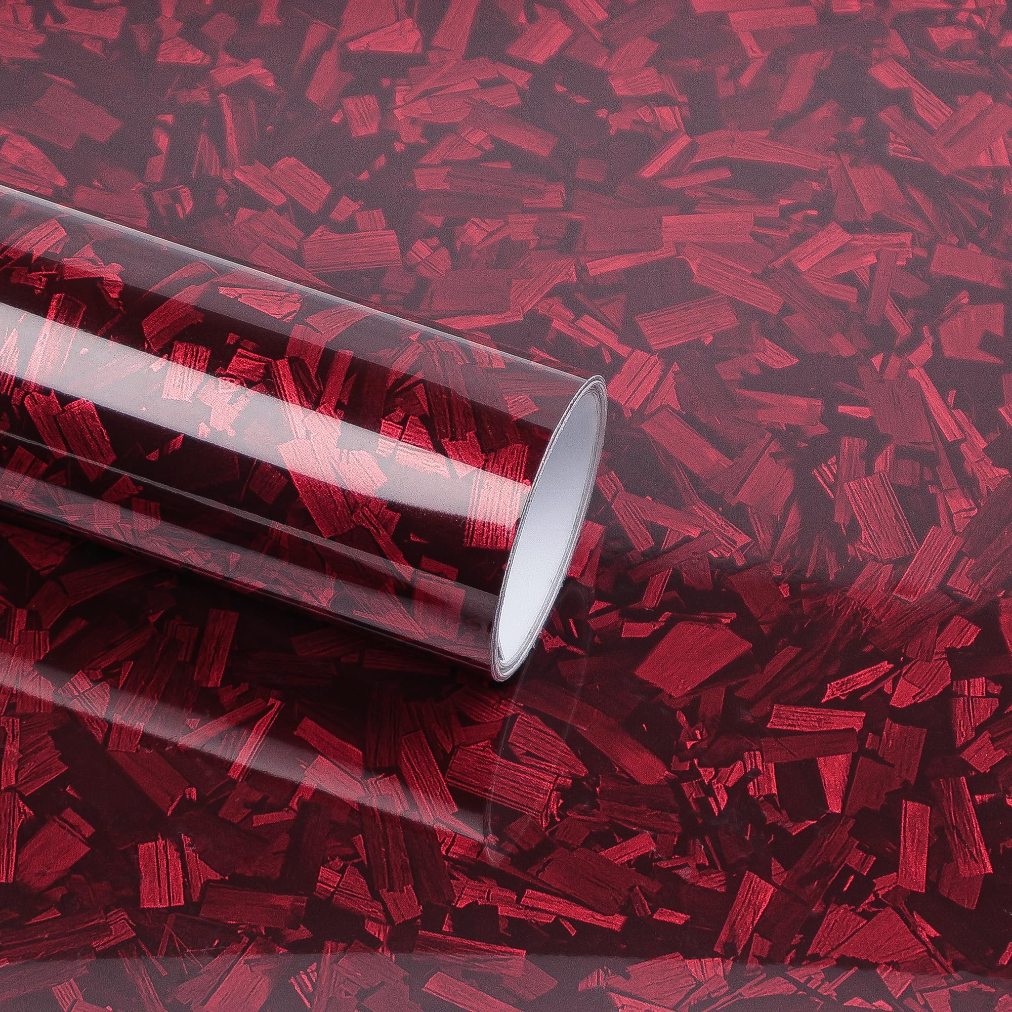 Lypumso Red Forged Carbon Fiber Vinyl Wrap, High Gloss Car Wrap Vinyl Roll, Auto Diy Decal Film Sheet With Air Release Technolog