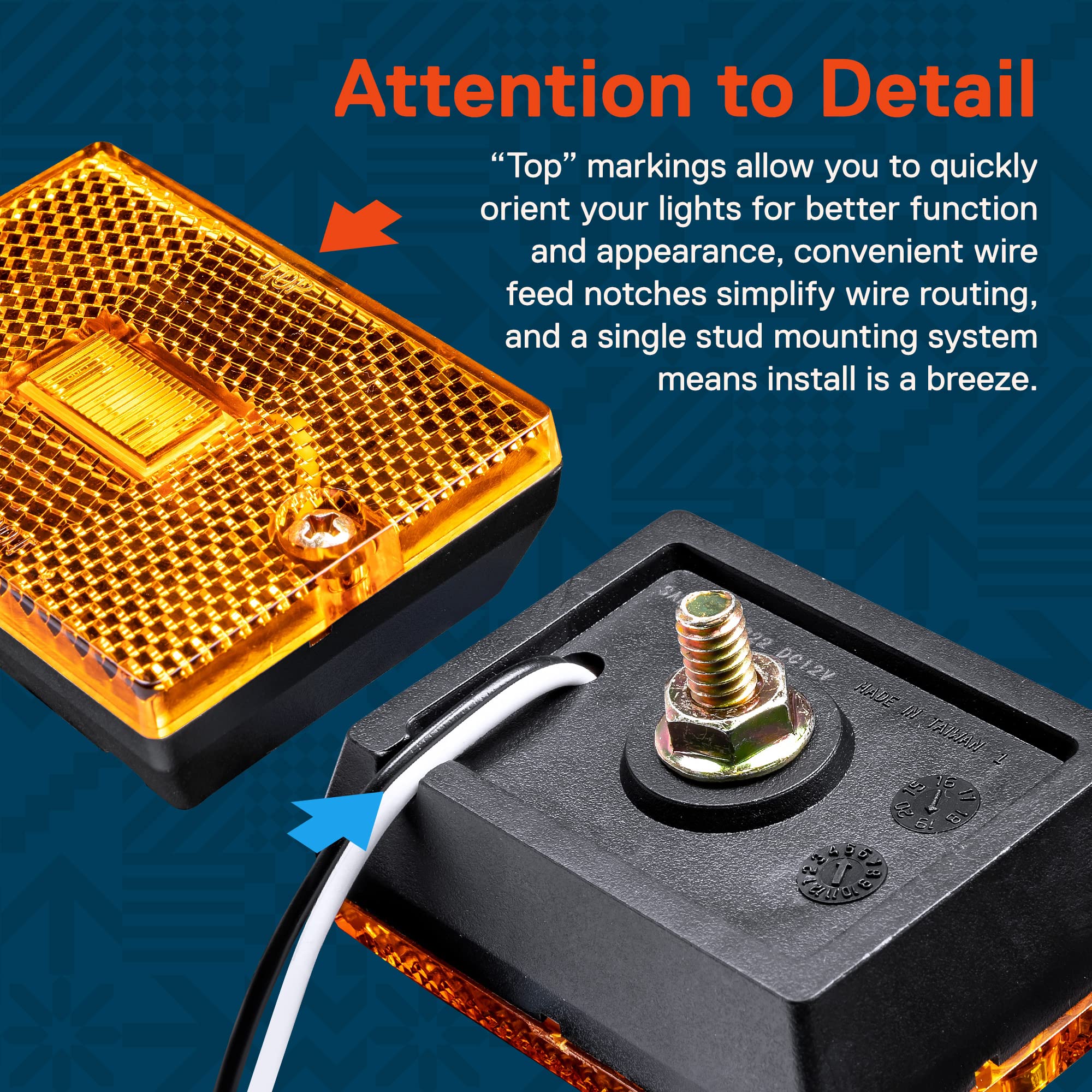 True Mods Amber Led Side Marker Light [Dot Certified] [Ip67 Waterproof] [ Integrated Reflector] For Utility Boat Trailers Over 80 Camper Rv Clearance Light