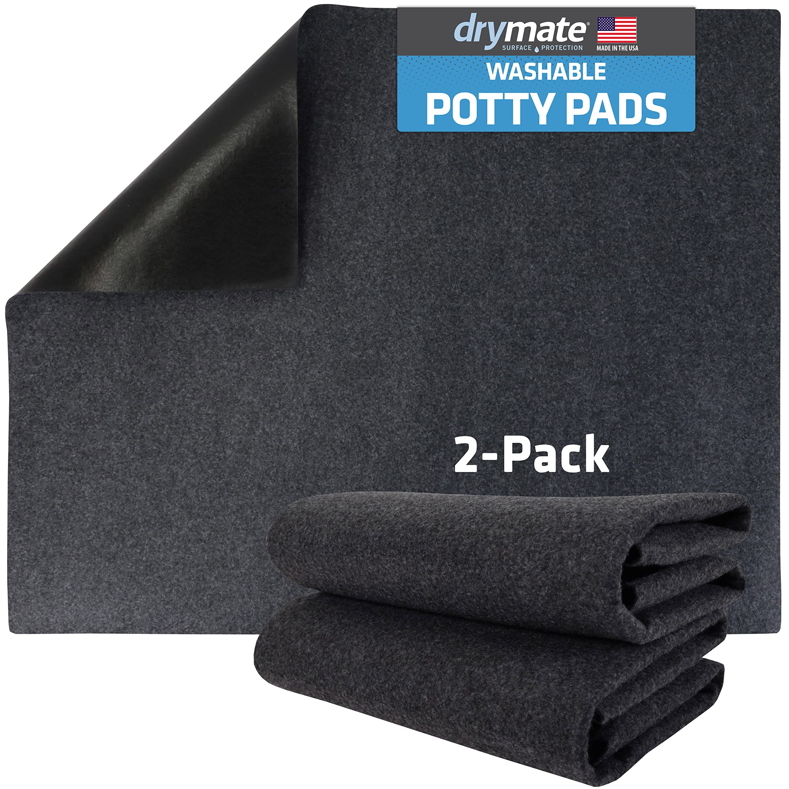 Drymate Washable Pee Pads For Dogs (2-Pack), Waterproof, Absorbent, Non-Slip, Reusable Pet Training Potty Puppy Mats, Housebreak