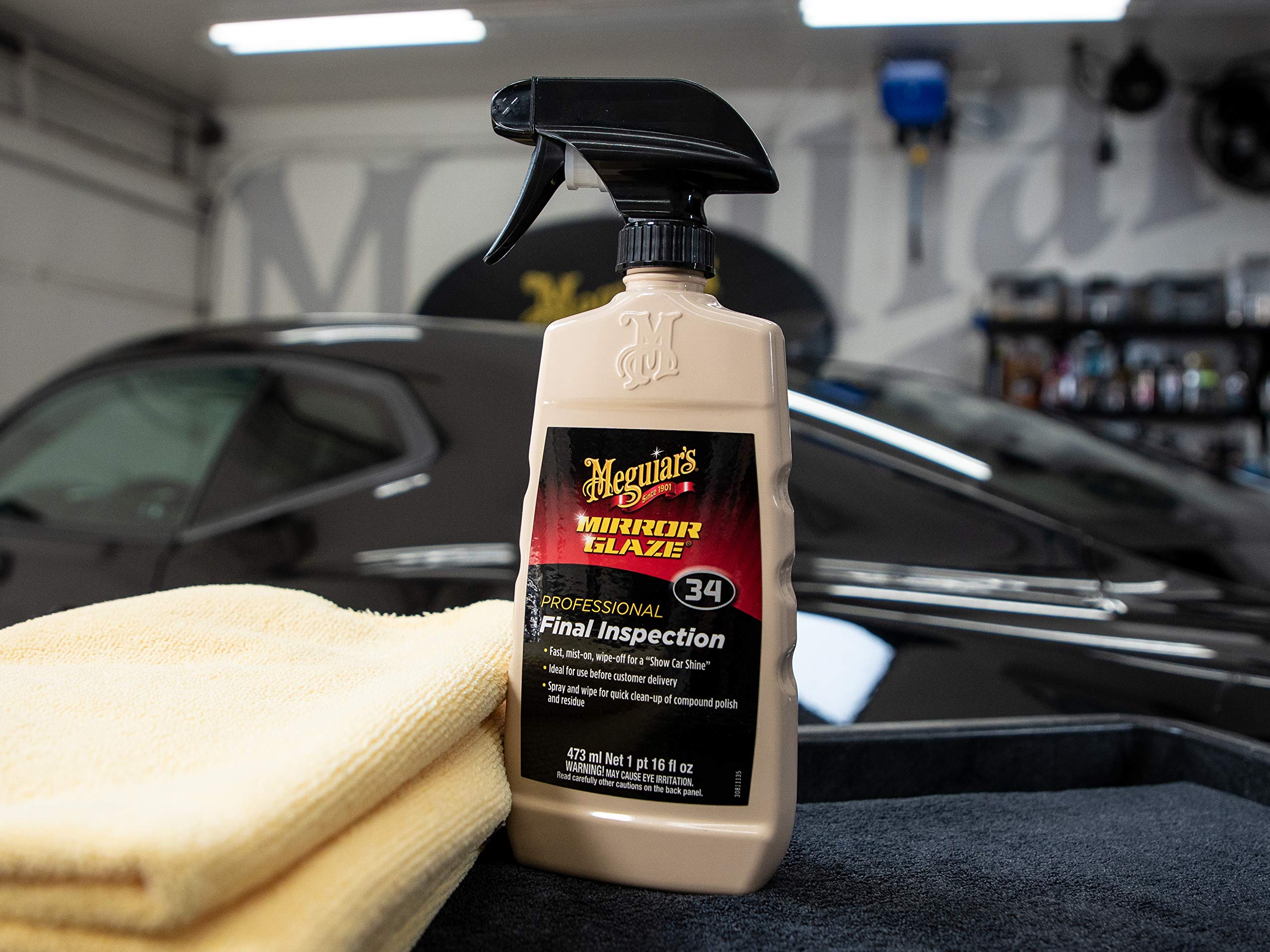 Meguiar'S Professional Final Inspection M3416 - Body Shop Detailer Spray For Removing Light Dust, Contaminants, Smudges, And Finger Prints, Car Detailer Spray Effective As A Clay Bar Lubricant, 16 Oz