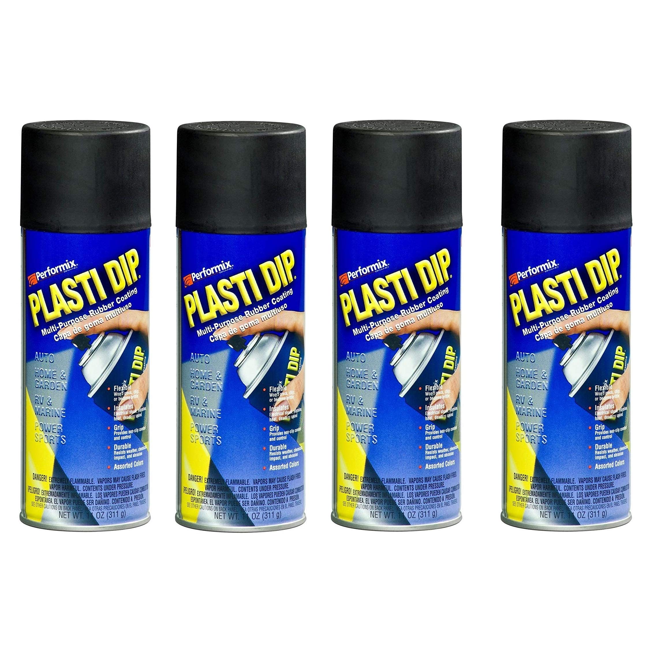 4 Pack Plasti Dip Mulit-Purpose Rubber Coating Spray Black 11Oz Aerosol