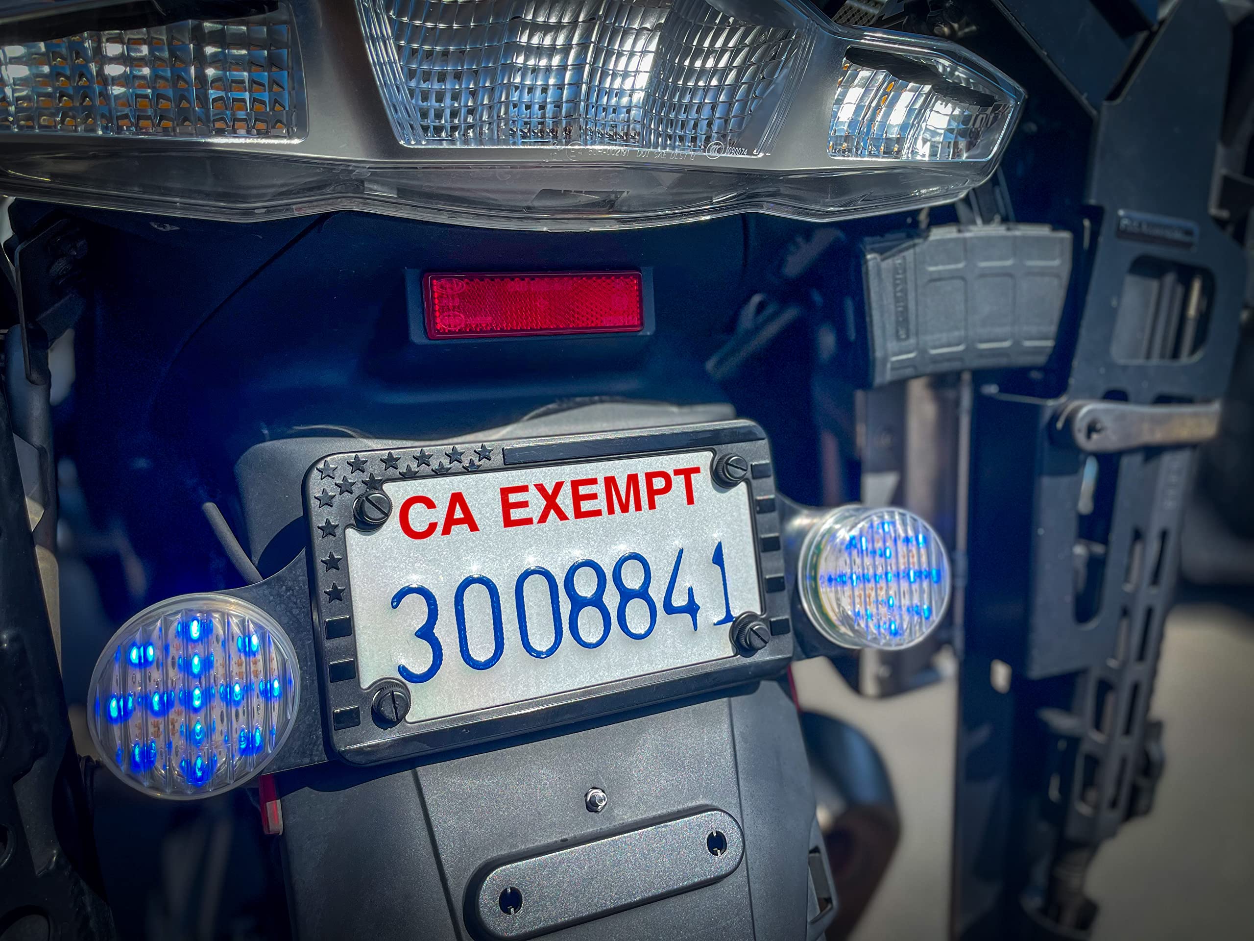 Tactilian Motorcycle American Flag License Plate Frame - Subdued 3D Embossed Usa Flag In Gloss On Matte Black Finish For Motorcy