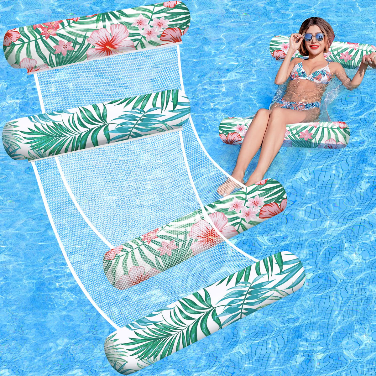 Pool Floats - 2 Pack Inflatable Pool Floats Rafts, Pool Floats Adult Size, 4-In-1 Floats For Swimming Pool, Thick Pvc Pool Float