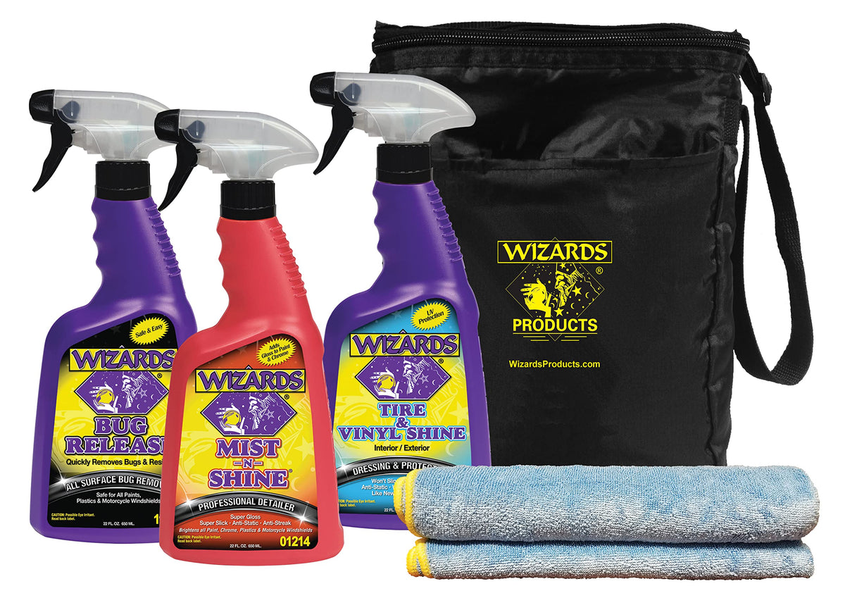 Wizards 5 Piece Car Detailing Kit - Beginner Friendly Professional Car Detailing Kit - Car Accessories For Men - Comes With A Mi
