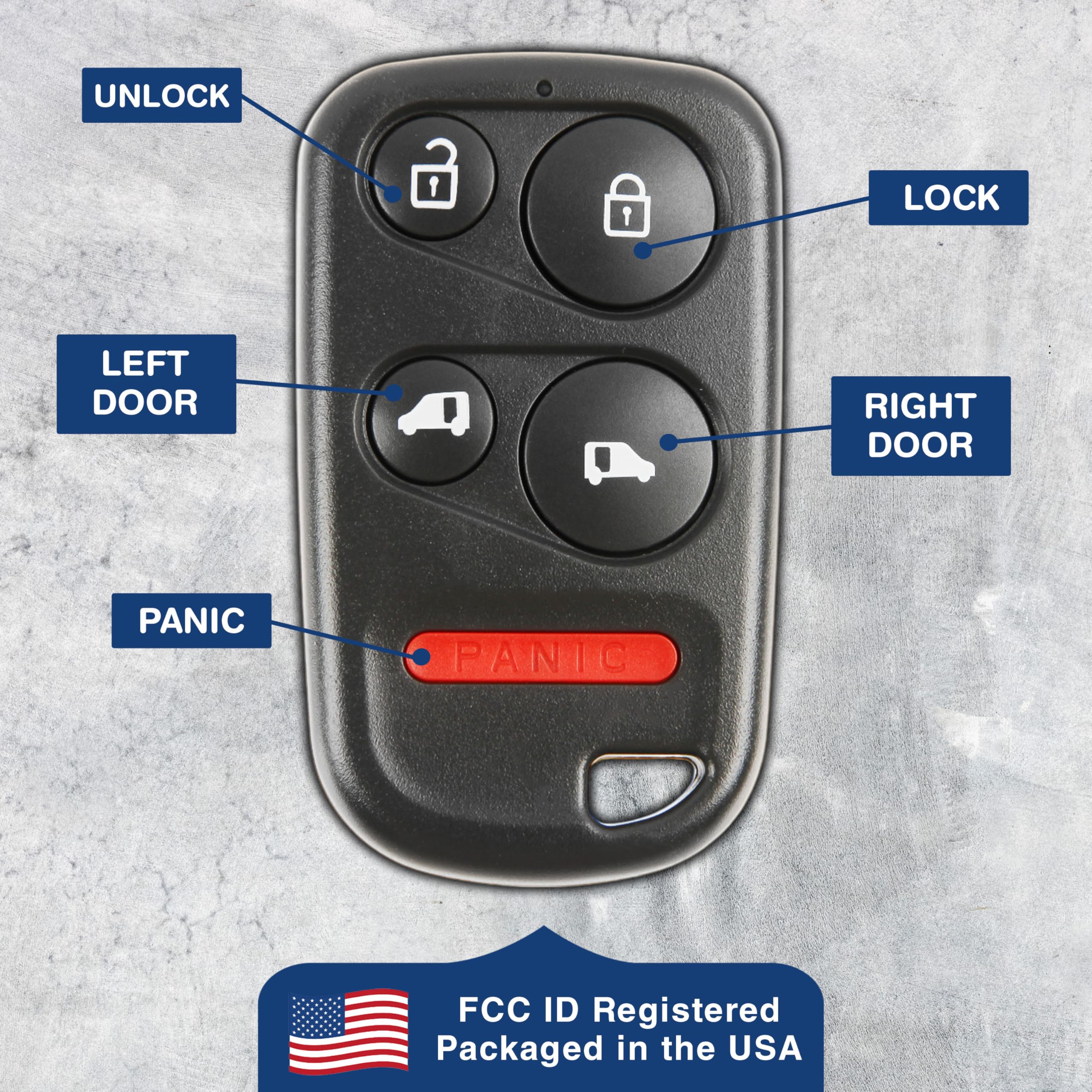 2X KeylessOption Key Fob Replacement for 2001 2002 2003 2004 Honda Odyssey Remote, 5-Button OUCG8D-440H-A, Self Programming