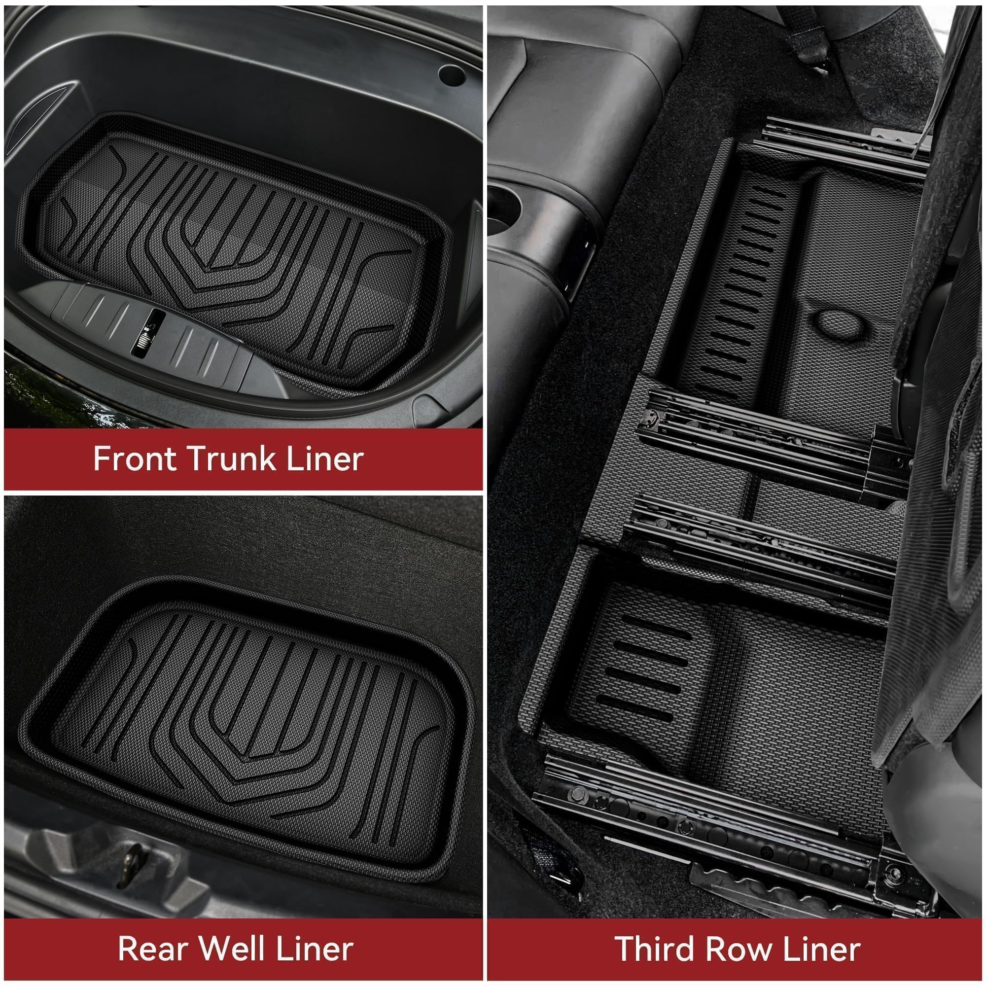 Yitamotor Floor Mats Full Set Compatible With Tesla Model Y 2021-2024 2025 5 Seater (Not Fit Model Y Juniper), All-Weather Cargo