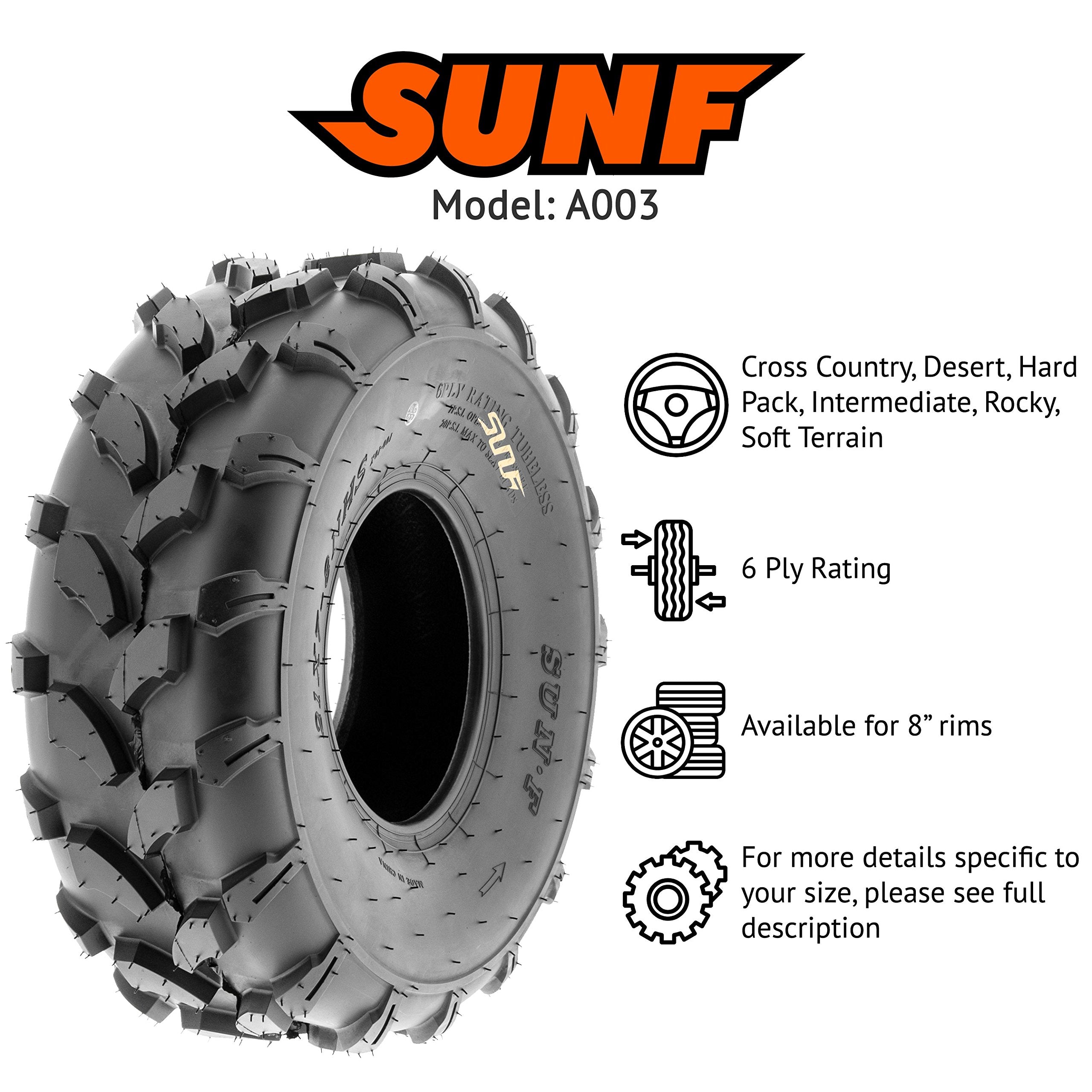SunF 21x7-8 ATV UTV Muddy Sandy Tire 21x7x8 Mud Sand 6 PR A003 - PAIR of 2