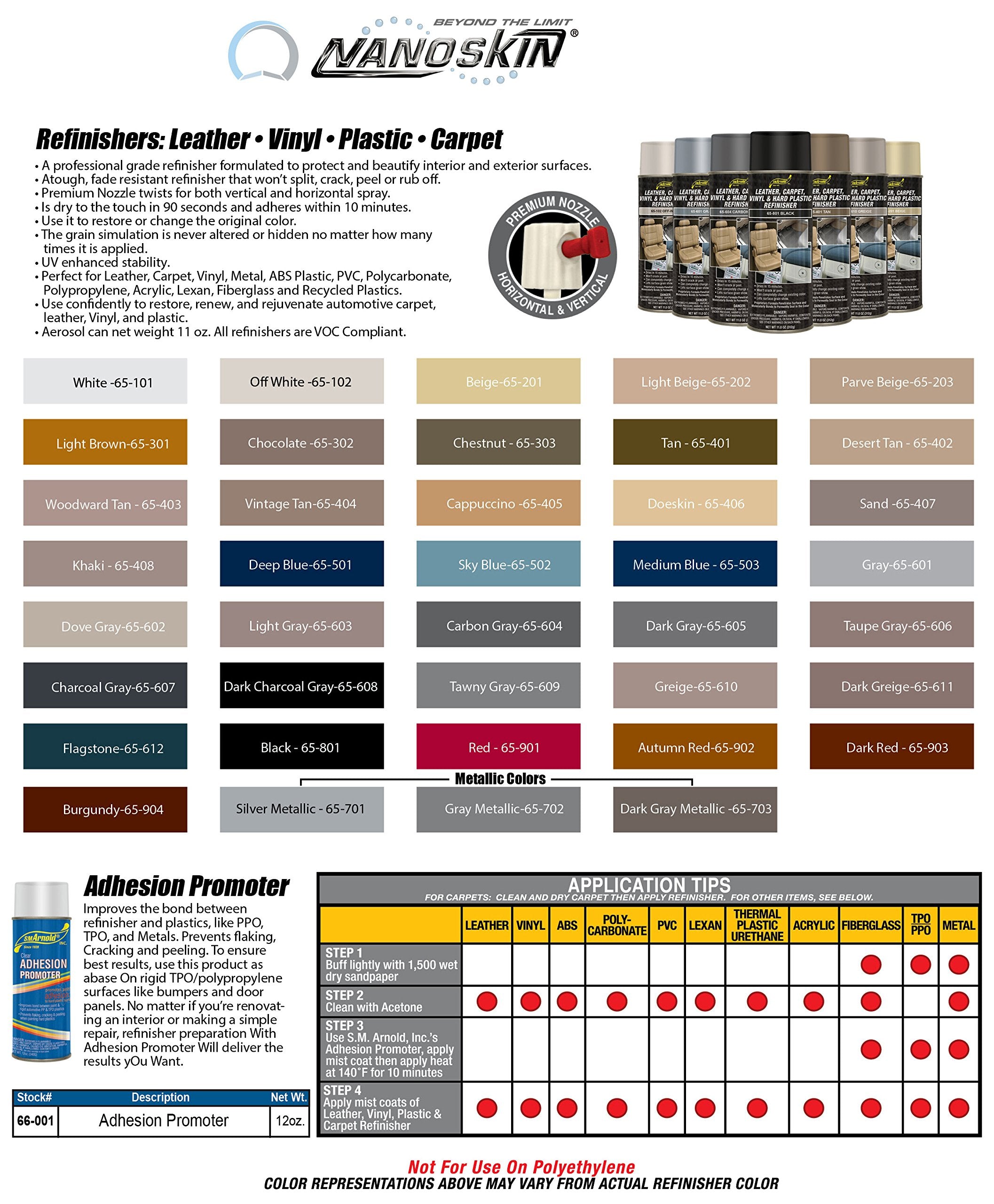Sm Arnold Refinishing Spray Paint - Chocolate 11 Oz. - For Leather, Carpet, Vinyl, Metal, Plastic, Polycarbonate, Polypropylene,