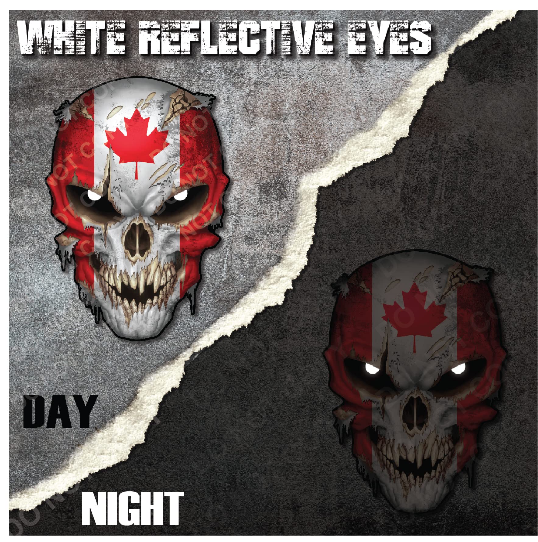 Decals By Haley Canada Skull Canadian Flag Maple Leaf Vinyl 3M Decal Sticker With Reflective Eyes Car Truck Windshield - Safe Fo