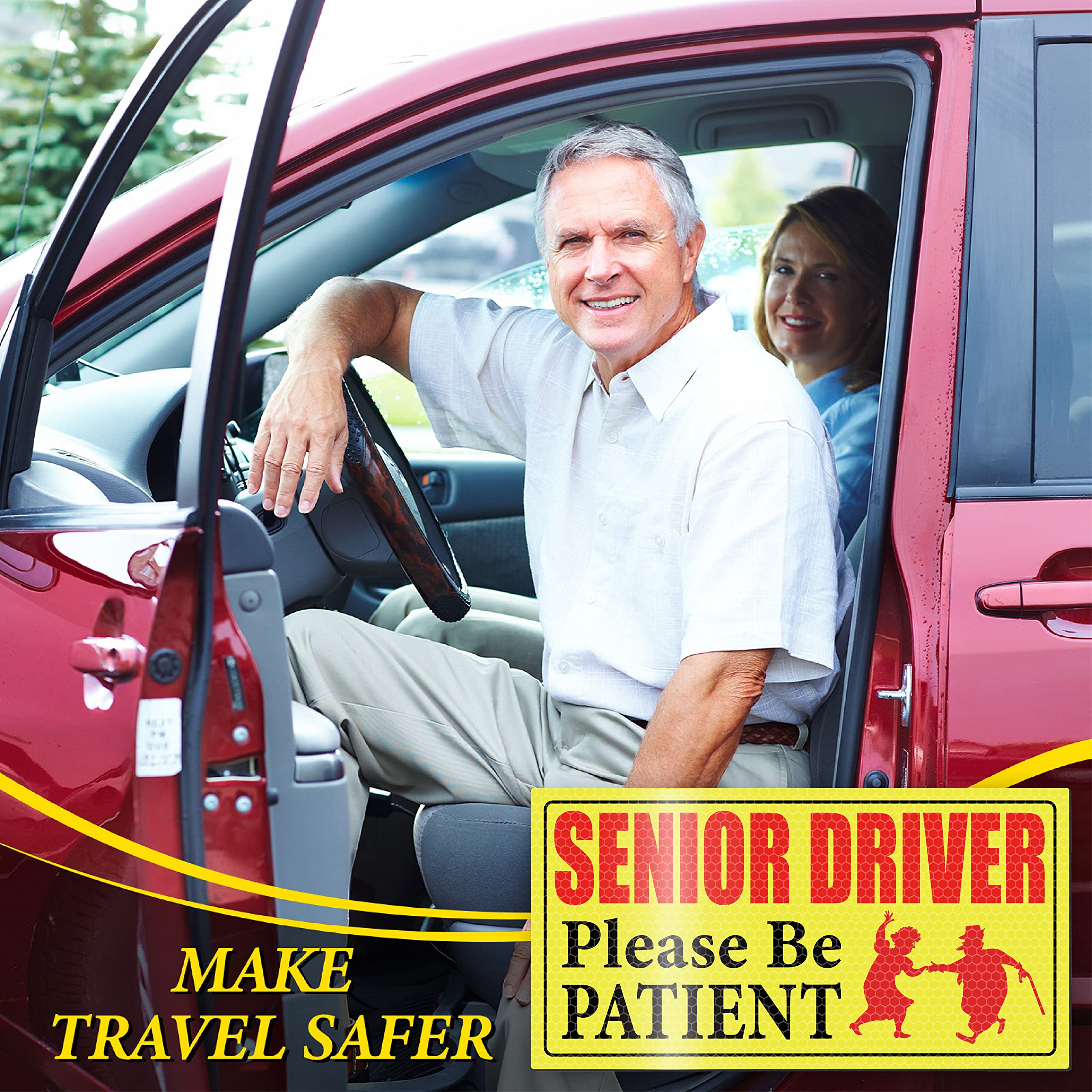 4 Pieces Reflective Elderly Driver Magnet For Car Driver Car Magnets Old People Gag Gifts Please Be Patient Yellow Elderly Car M