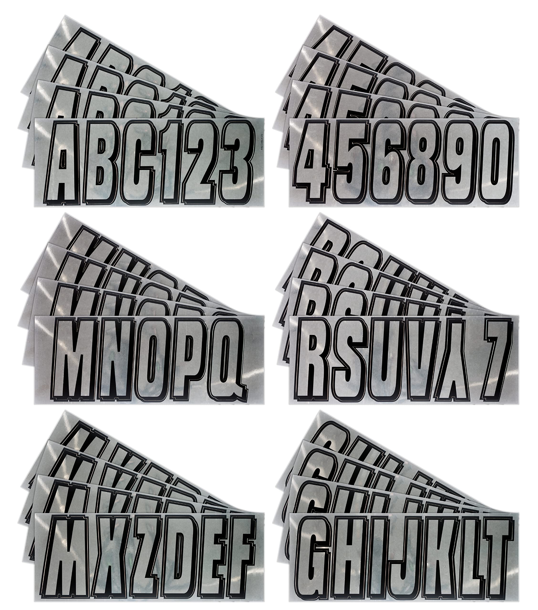 Hardline Products Series 320 Factory Matched 3-Inch Boat & Pwc Registration Number Kit, Chrome/Black - Chblk320