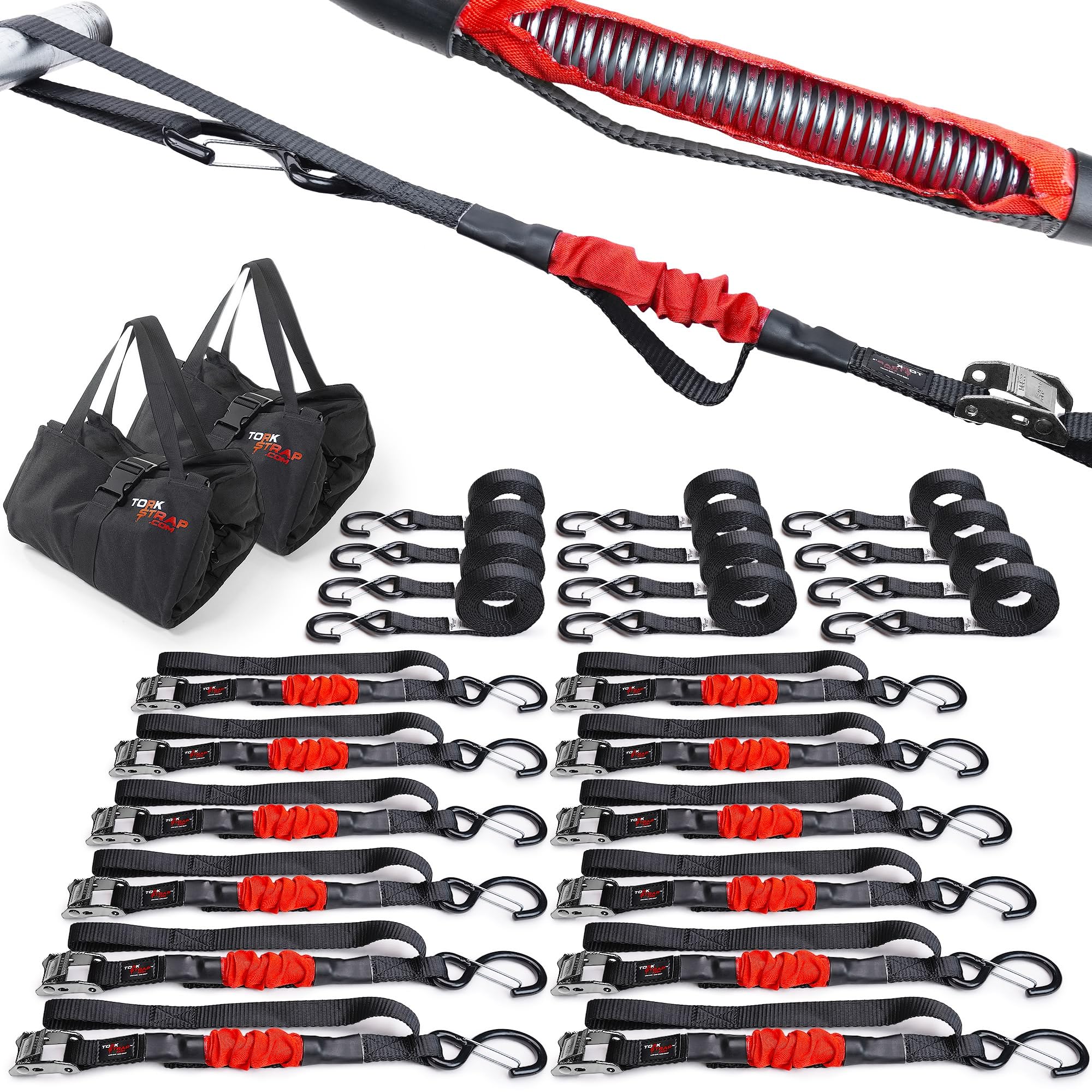 Torkstrap 14' X 1'' Self Tensioning Tie Down Straps [Patented] - Automatically Adapt To Load Shifts - 1,500Lb Break Strength - P