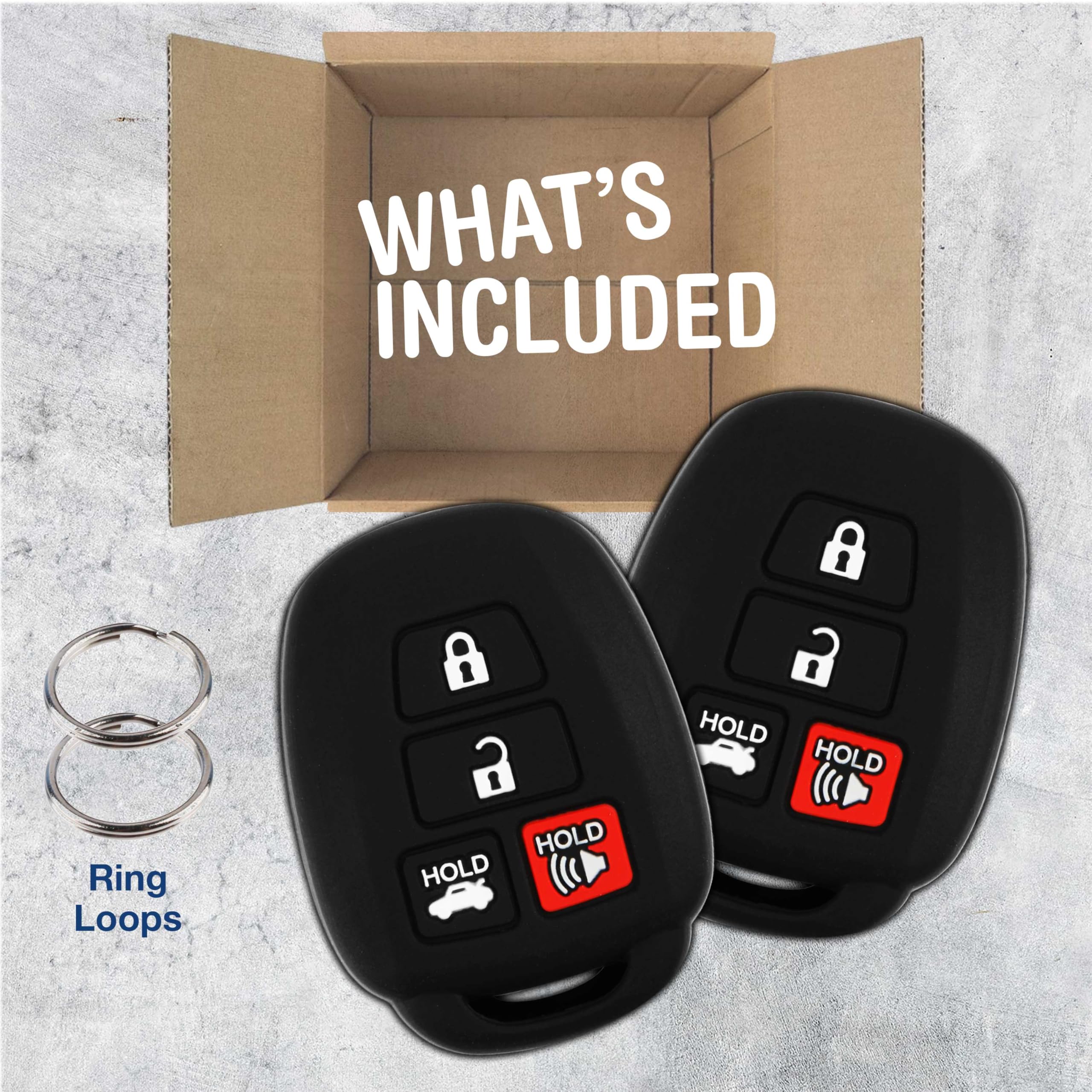 2X Keylessoption Key Fob Cover Replacement For 2012 2013 2014 Toyota Camry Corolla Tacoma Remote Silicone, 4-Button Hyq12Bdm