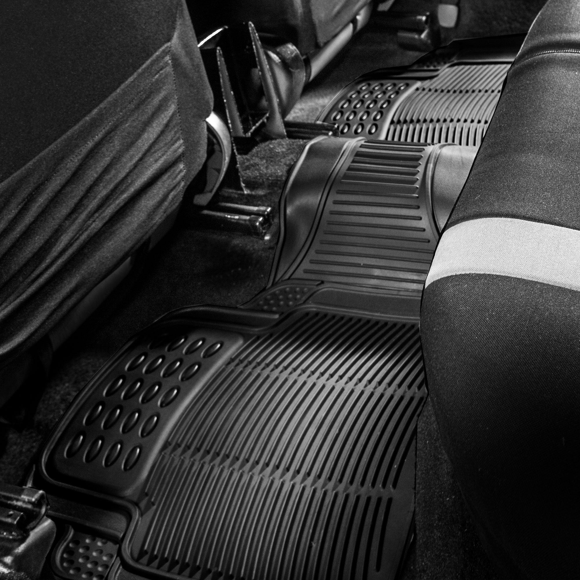 FH Group 3 Row Climaproof Trimmable Non-Slip Vinyl Floor Mats with Cargo Liner- Universal Fit for Cars Trucks and SUVs (Black) F