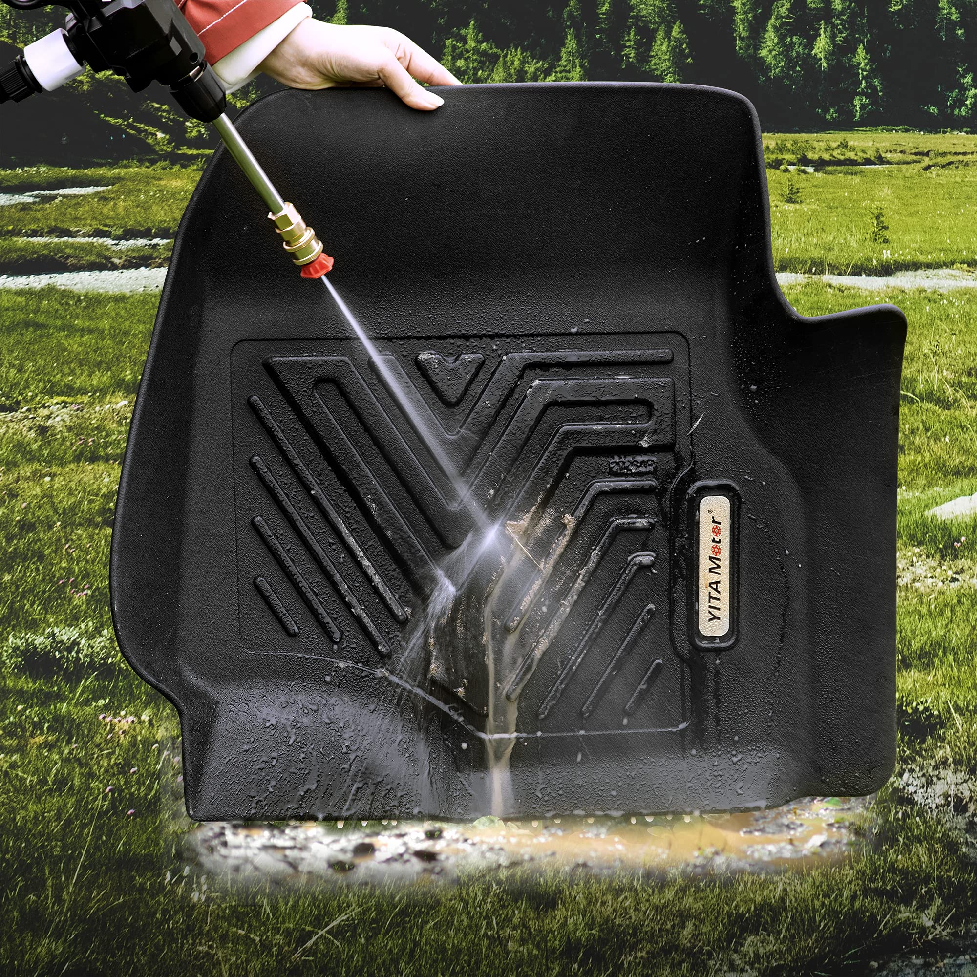 Yitamotor Floor Mats Compatible With Toyota Tundra, Custom Fit Floor Liners For 2014-2021 Toyota Tundra Double Cab & Crew Max Cab, 1St & 2Nd Row All Weather Protection , Black