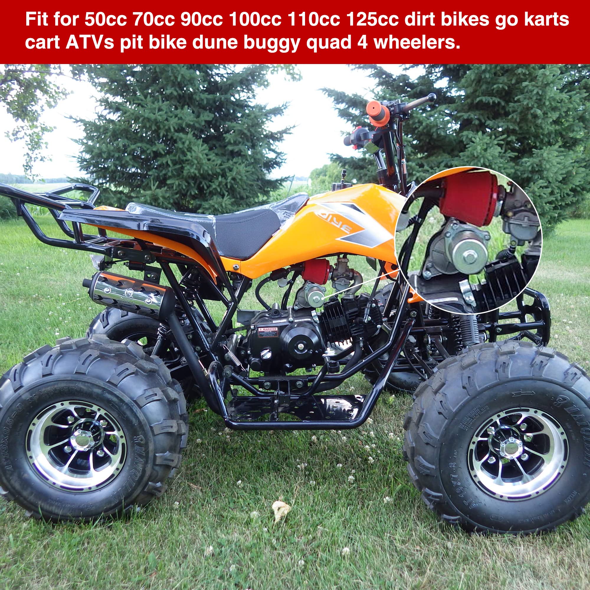 Grehua 3 Bolt Starter With Line Motor Solenoid Relay Spark Plug For 50Cc 70Cc 90Cc 110Cc 125Cc Taotao Db27 Coolster Apollo Ssr R