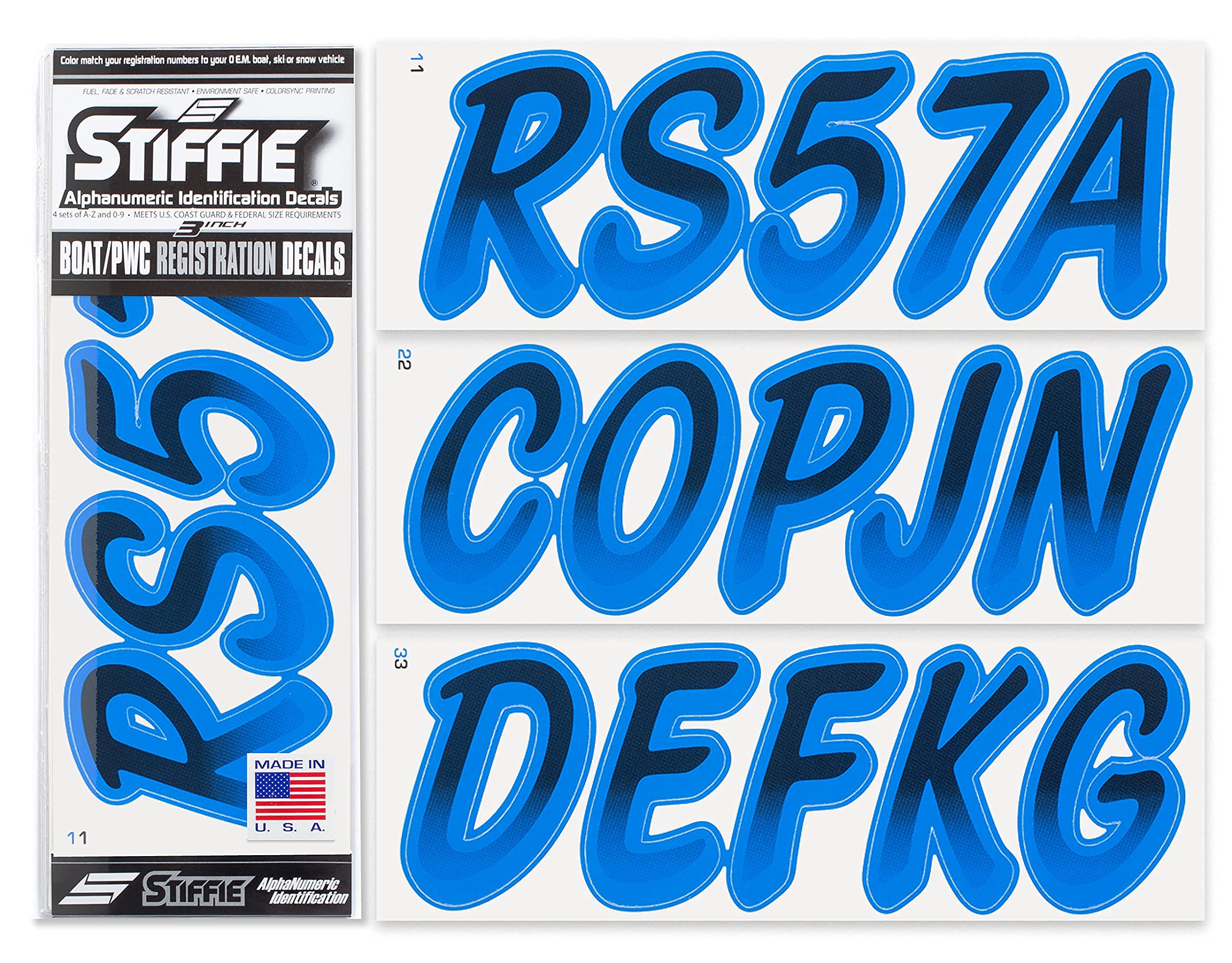 Stiffie Whipline Black/Octane 3 '' Boat & Pwc Registration Decals  Numbers Letters Stickers