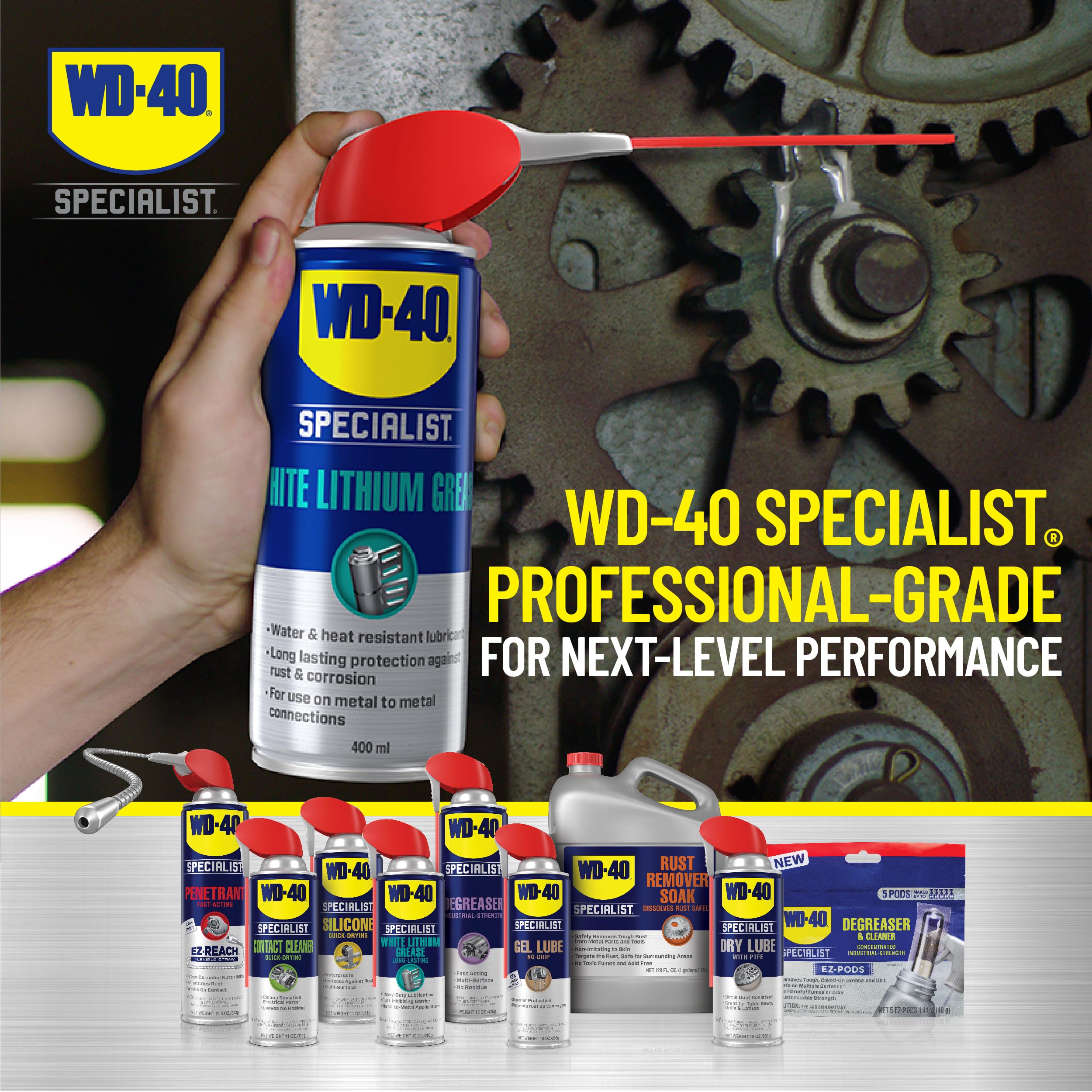 Wd-40 Specialist White Lithium Grease Spray With Smart Straw Sprays 2 Ways, 10 Oz [6-Pack]