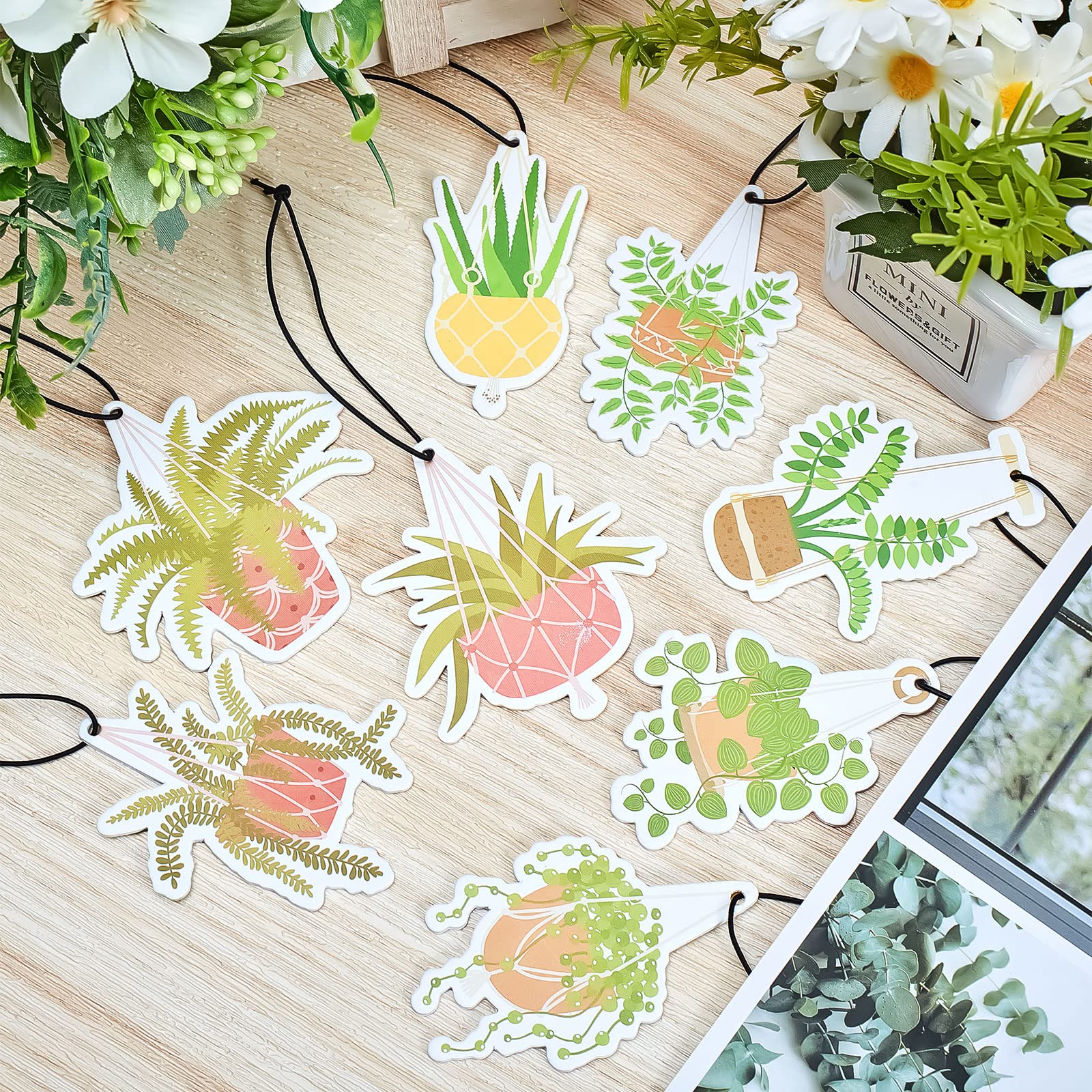 8 Pack Car Hanging Plants Air Freshener For Women Girls Long Lasting Funny Plant Car Accessories Little Scented Hanging Air Fres