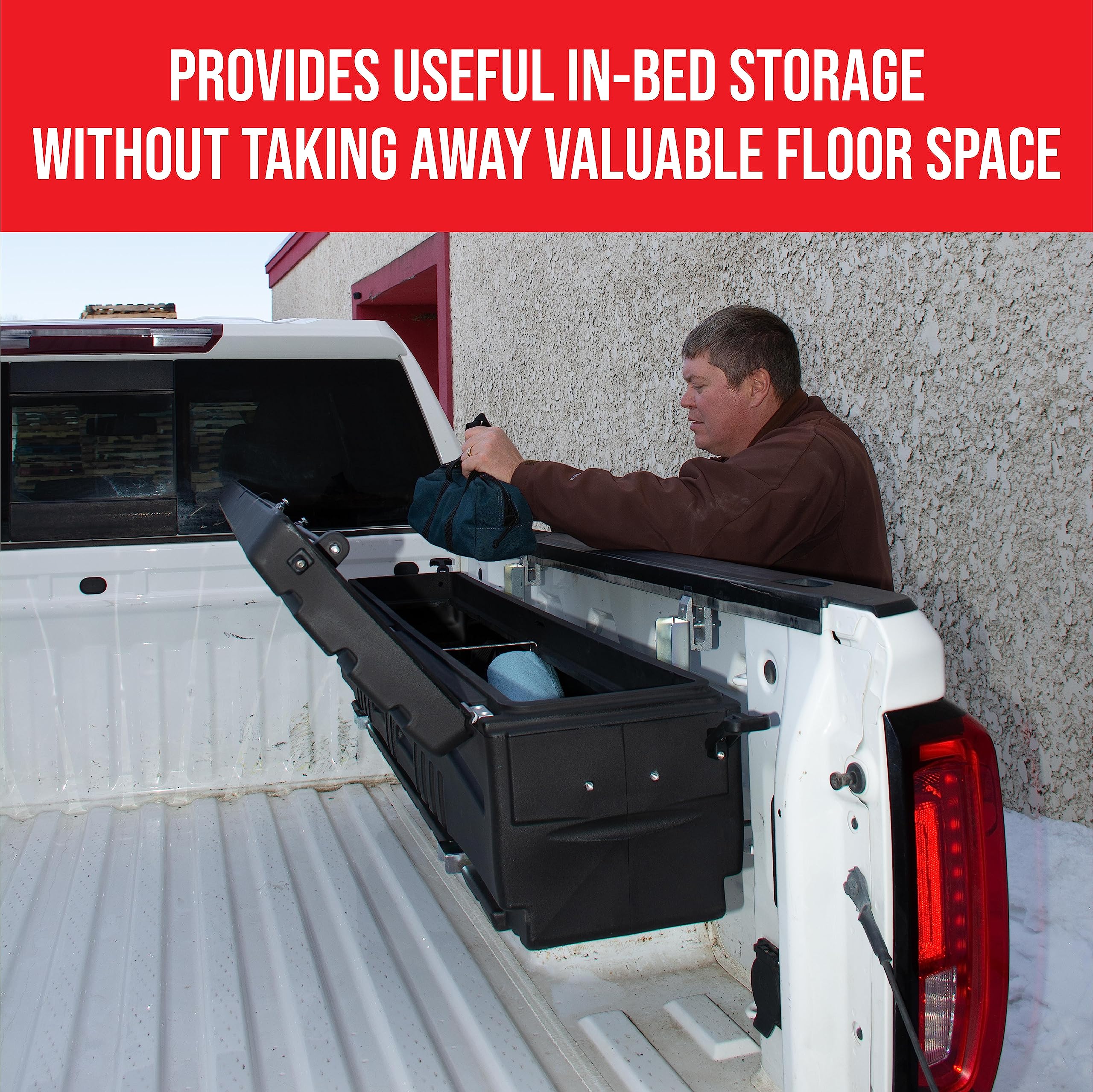 DU-HA Humpstor Truck Bed Storage Box fits Trucks with Open Truck Beds, Tonneaus, or Roll Up Covers | Black Heavy-Duty Side Tool