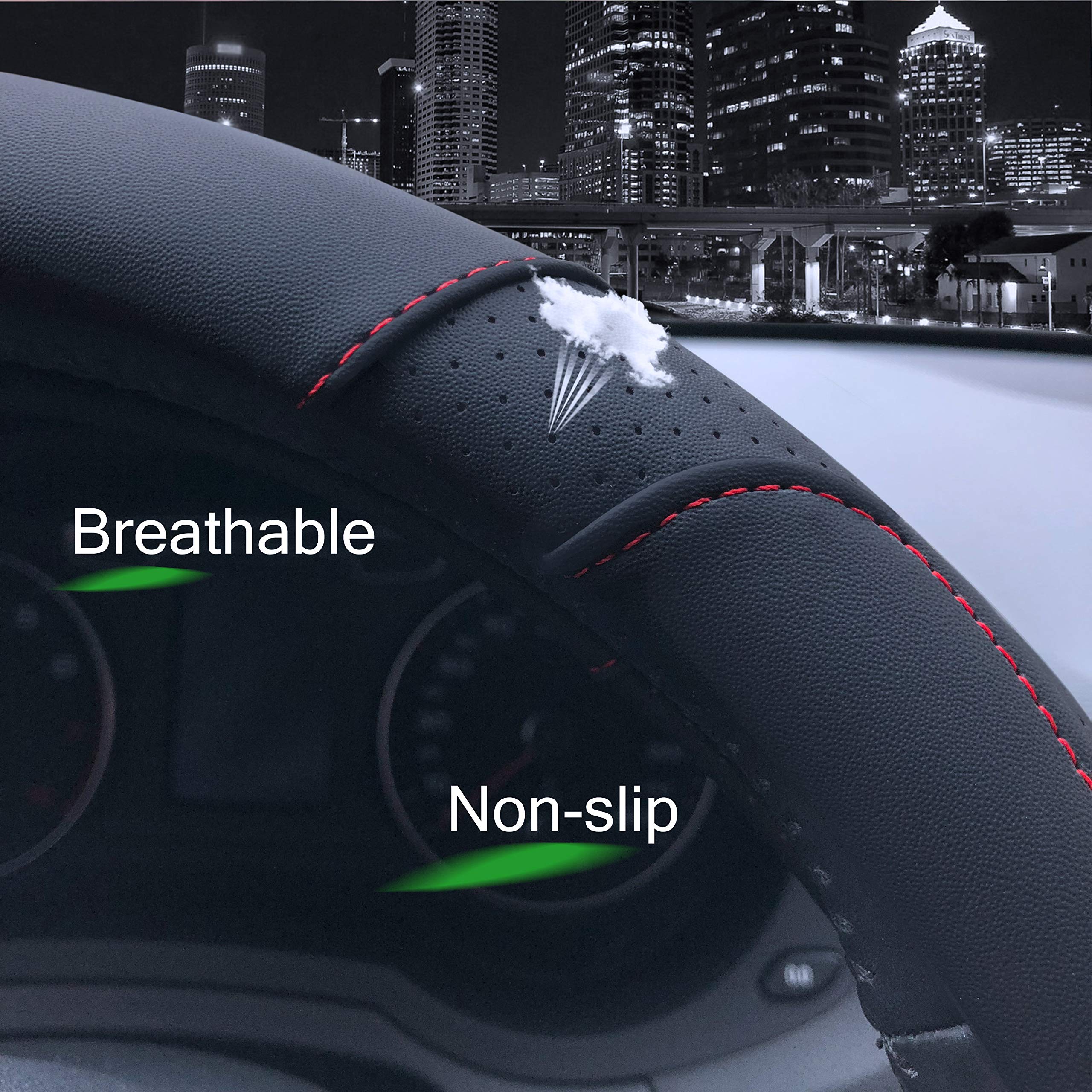 Binsheo Automative Car Steering Wheel Cover 15 Inch Comfort Durability Safety Anti-Slip,Black