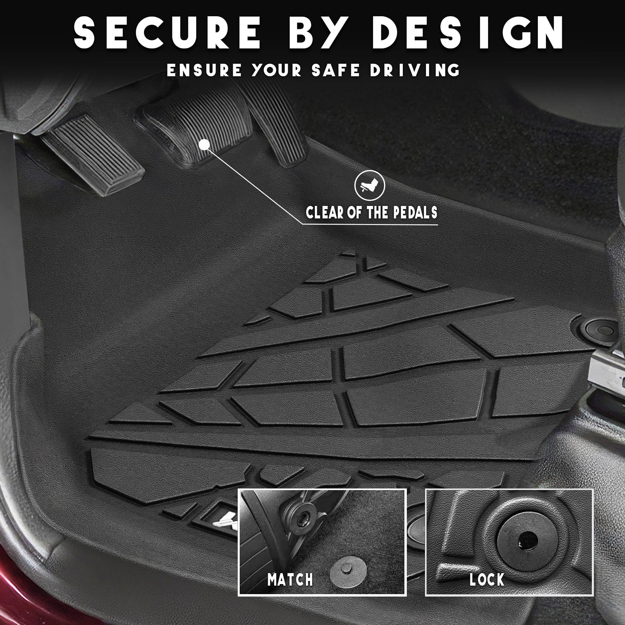 Karpal Floor Mats Fit For 2019-2024 Ram 2500/3500 Crew Cab (1St Row Bucket Or Bench Seats), Tpe Rubber All Weather Protection Fl