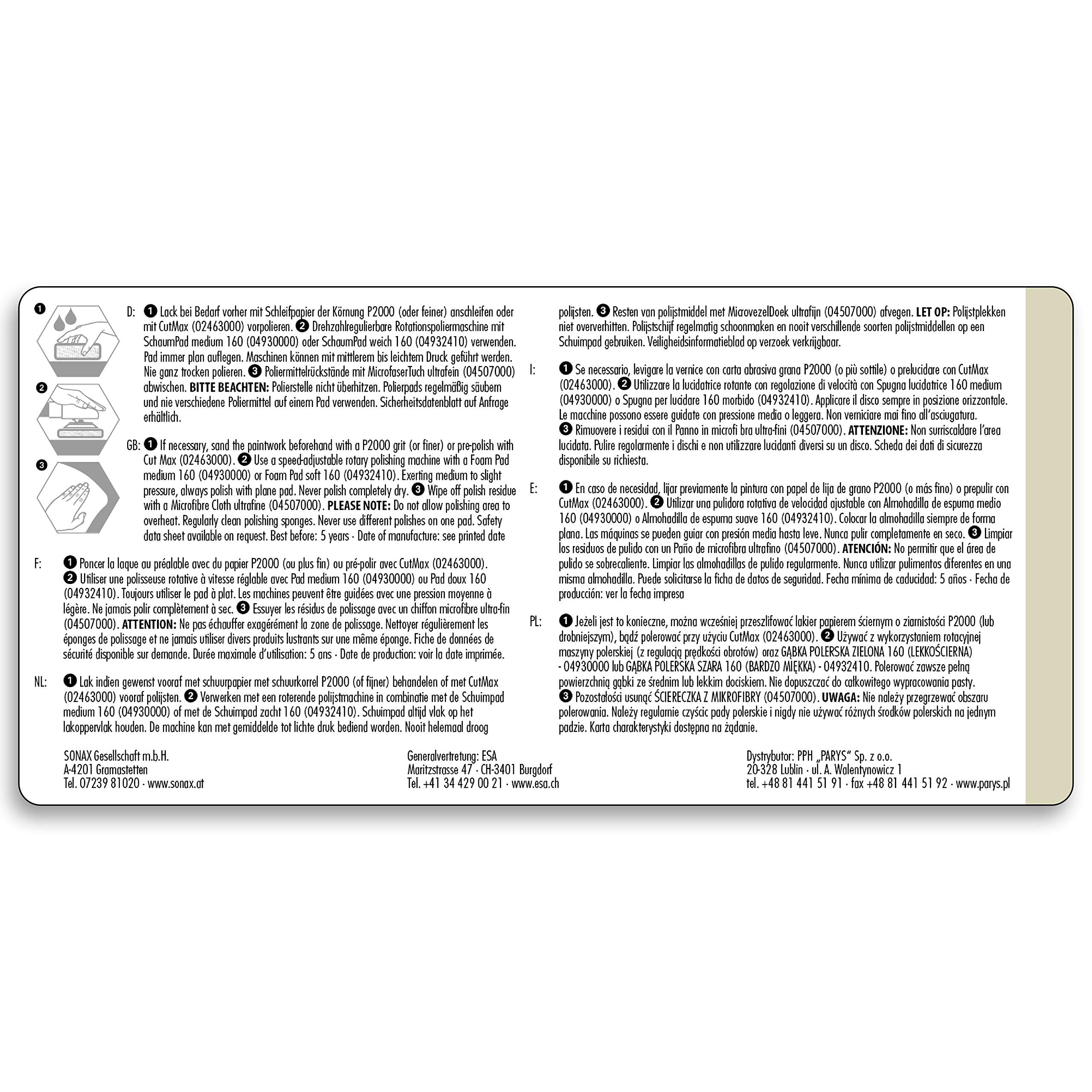 SONAX Perfect Finish 250ml - Scratch & Swirl Remover Polish for Paint Correction, High Gloss Black Paint Polish, No Fillers, 8.45 fl oz