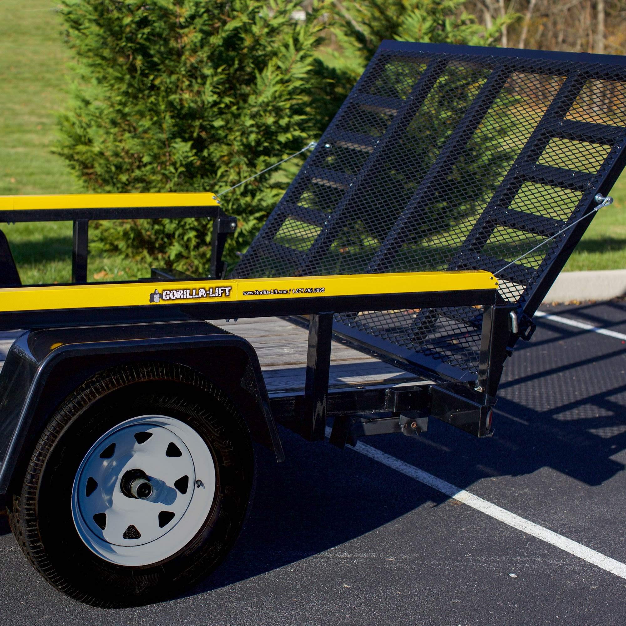 GORILLA-LIFT 2-Sided Trailer Tailgate Lift Assist - Alloy Steel, 6' x 2" x 2", Yellow, Model GOR2LIFT