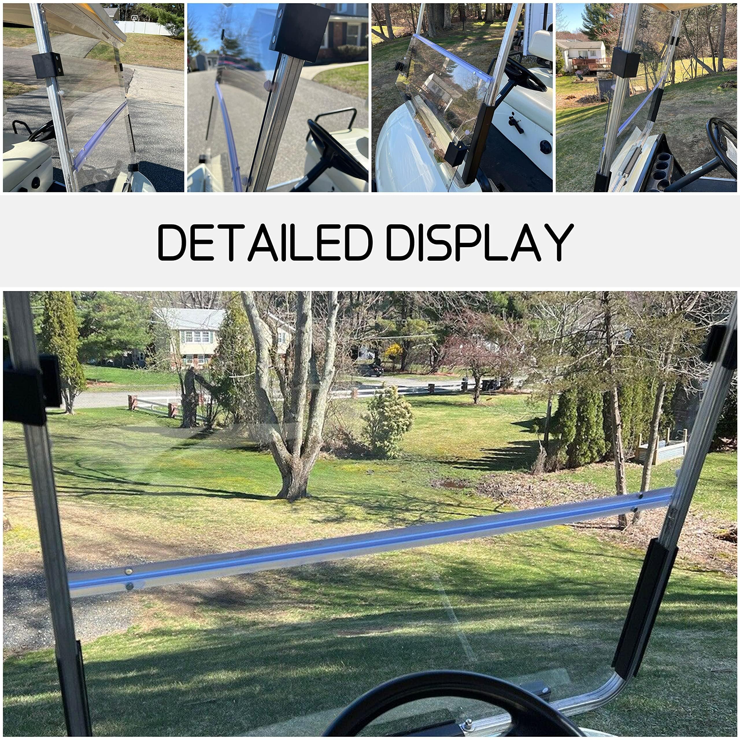 Ecotric Clear Windshield Compatible With 1995-2003 Yamaha G14 G16 G19 Gas And Electric Golf Cart Fold Down Windshield